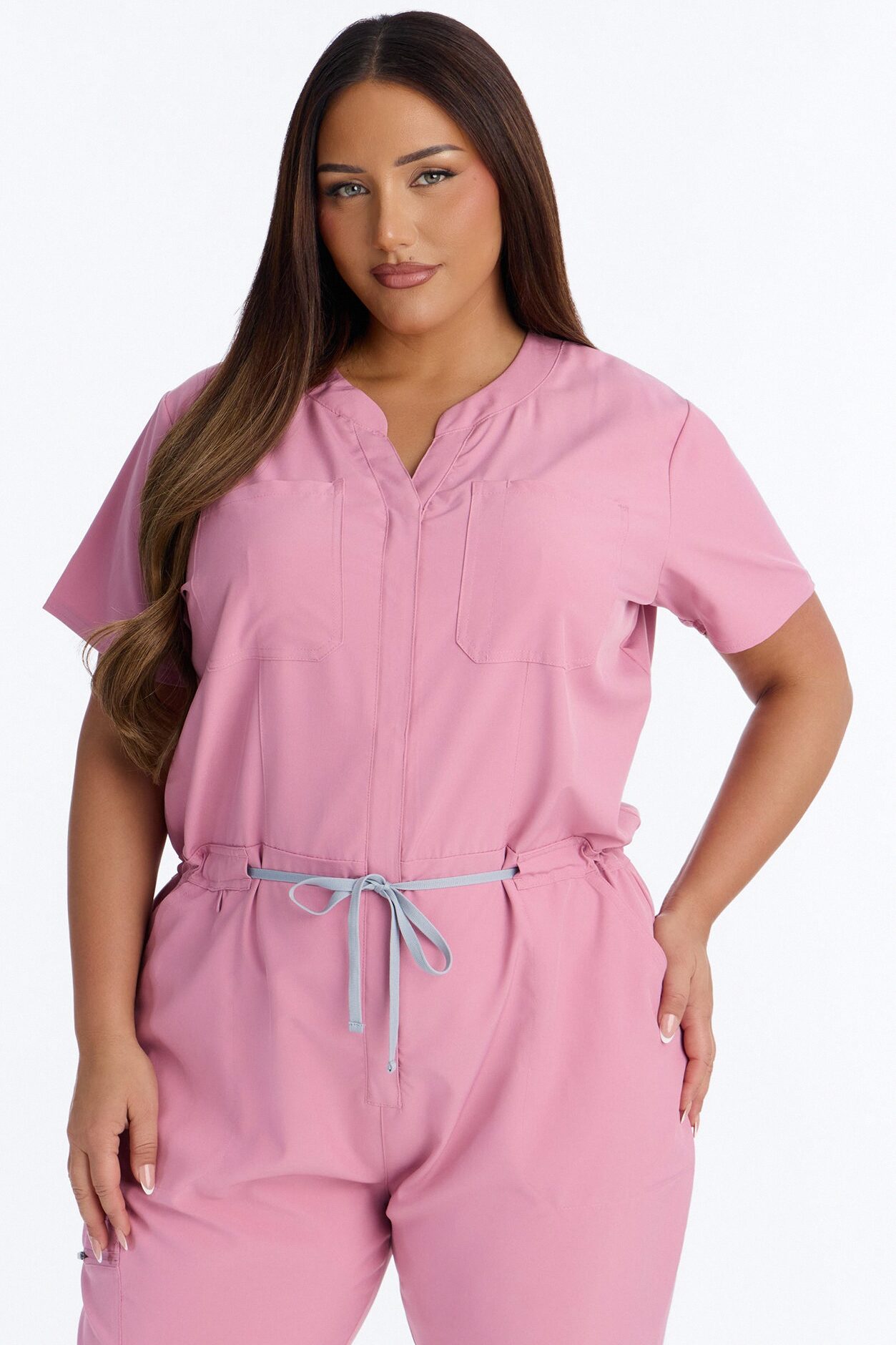 Prime Care Belted Uniform Scrub Jumpsuit - Mauve