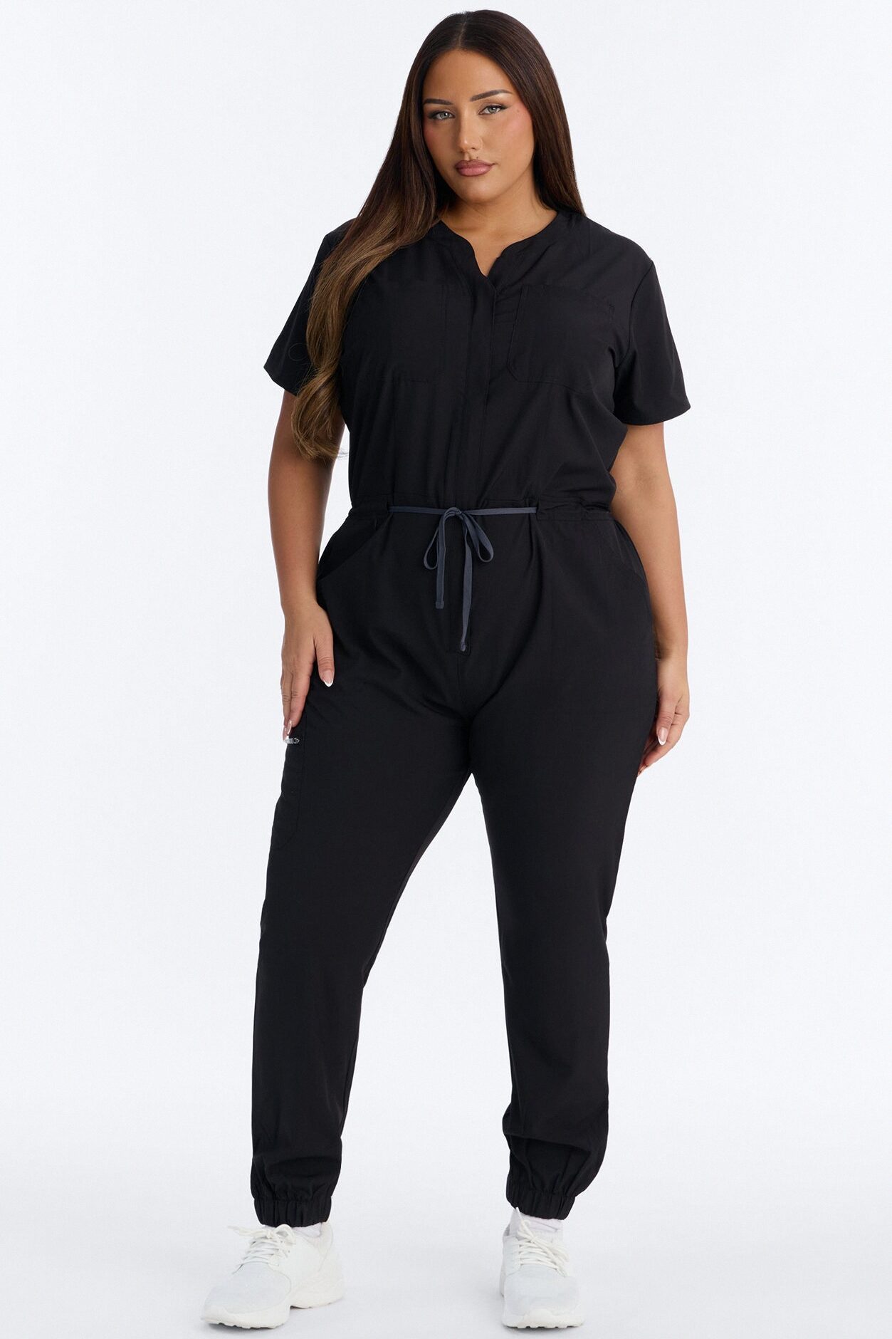 Prime Care Belted Uniform Scrub Jumpsuit - Black