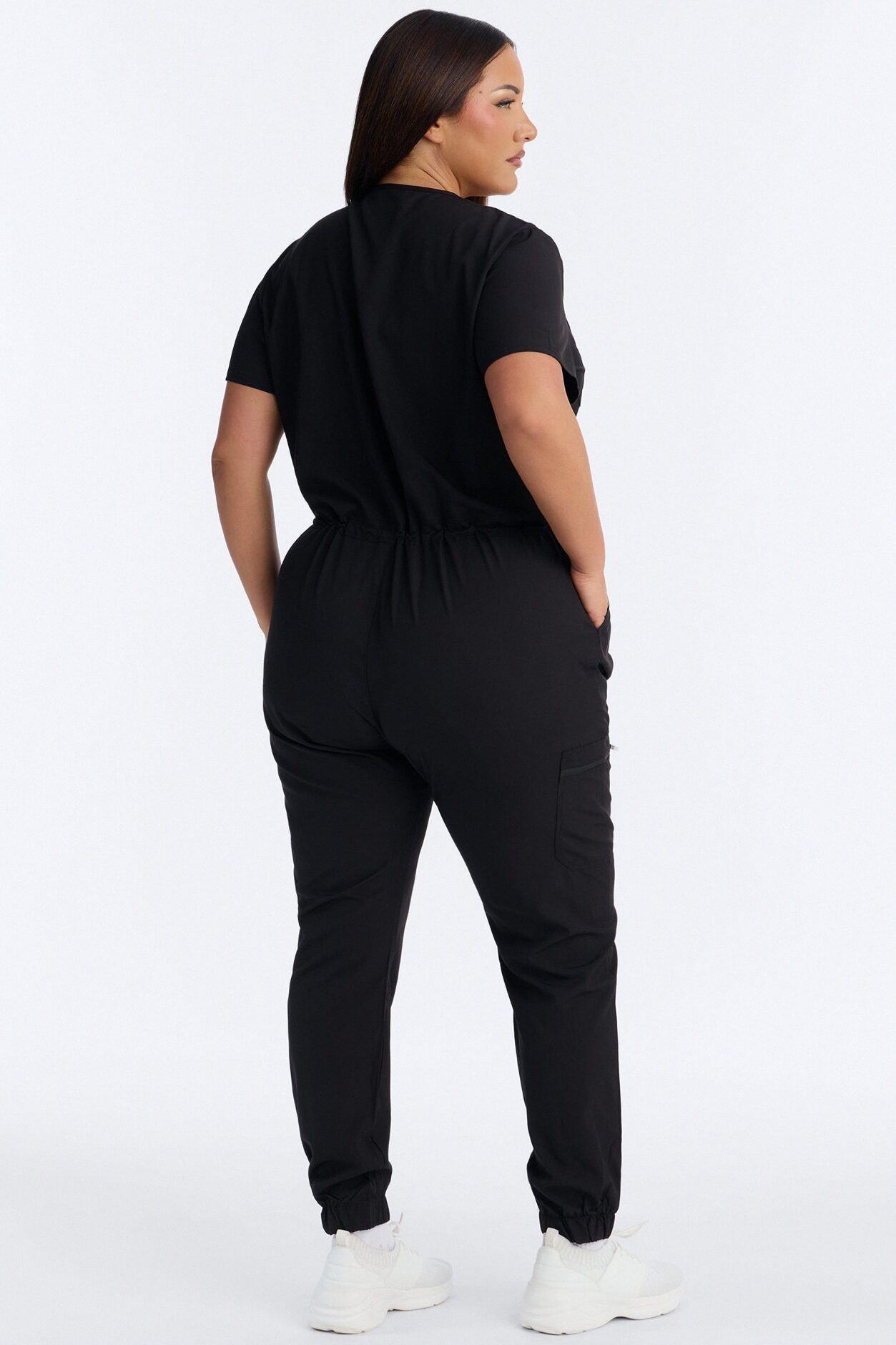 Prime Care Belted Uniform Scrub Jumpsuit - Black