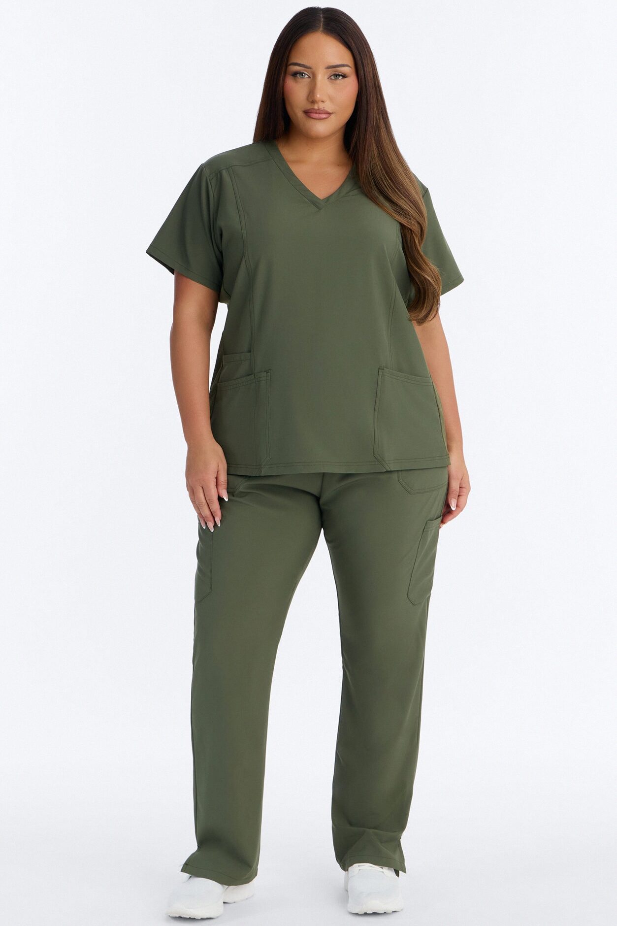 Prime Practice Sporty Open Leg Uniform Scrub Set - Olive