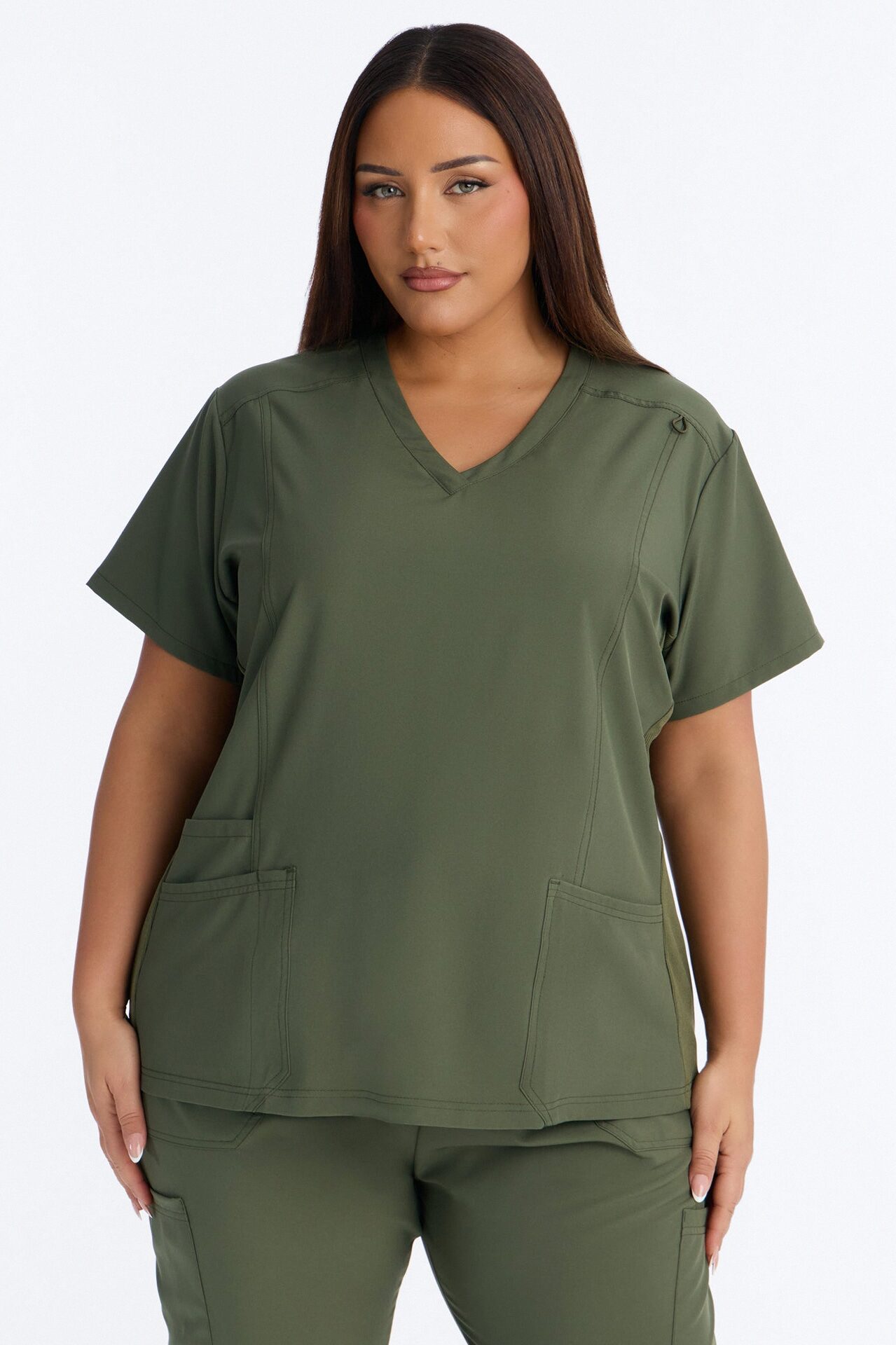Prime Practice Sporty Open Leg Uniform Scrub Set - Olive