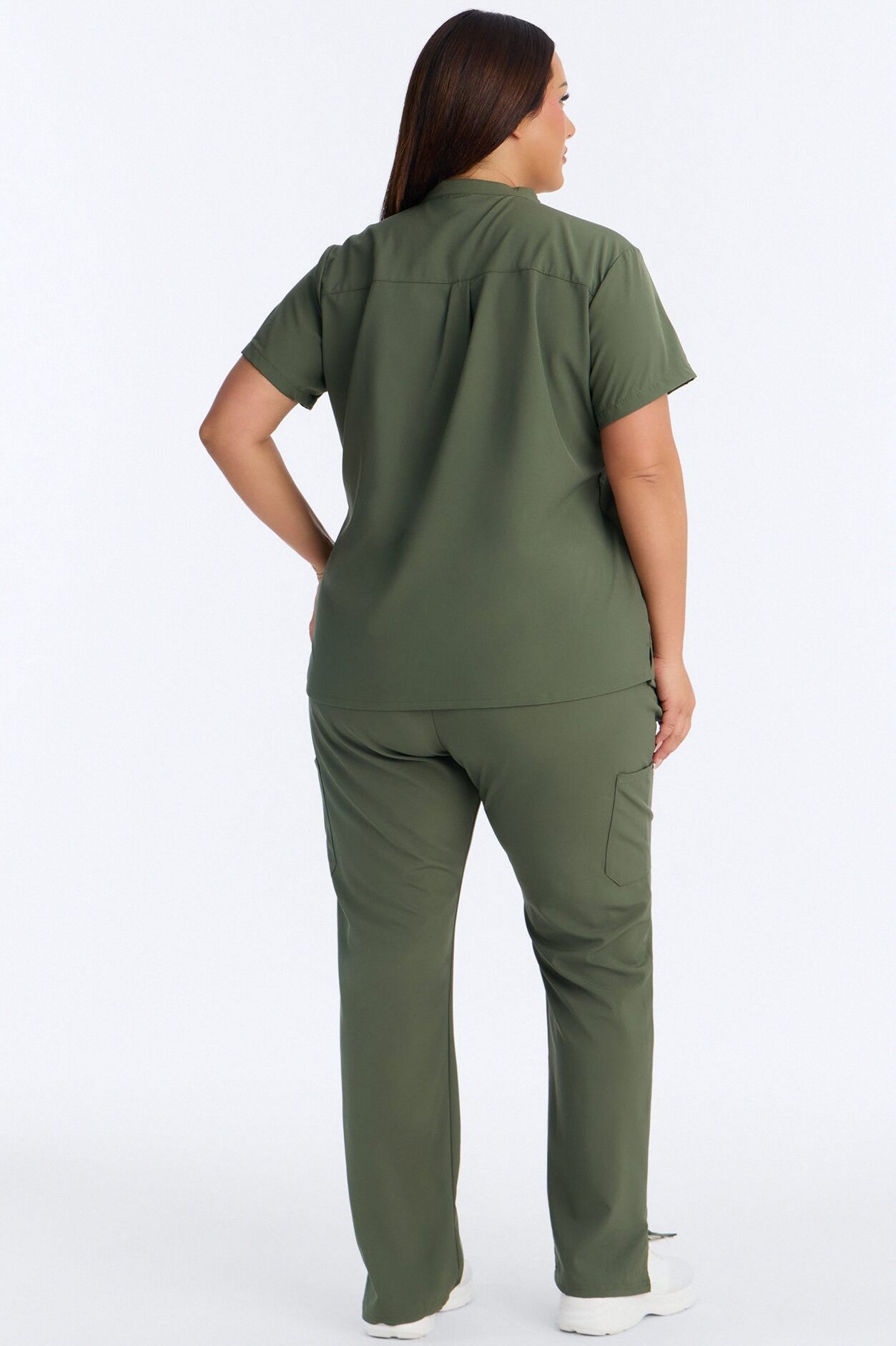 It's Go Time Collared Open Leg Uniform Scrub Set - Olive