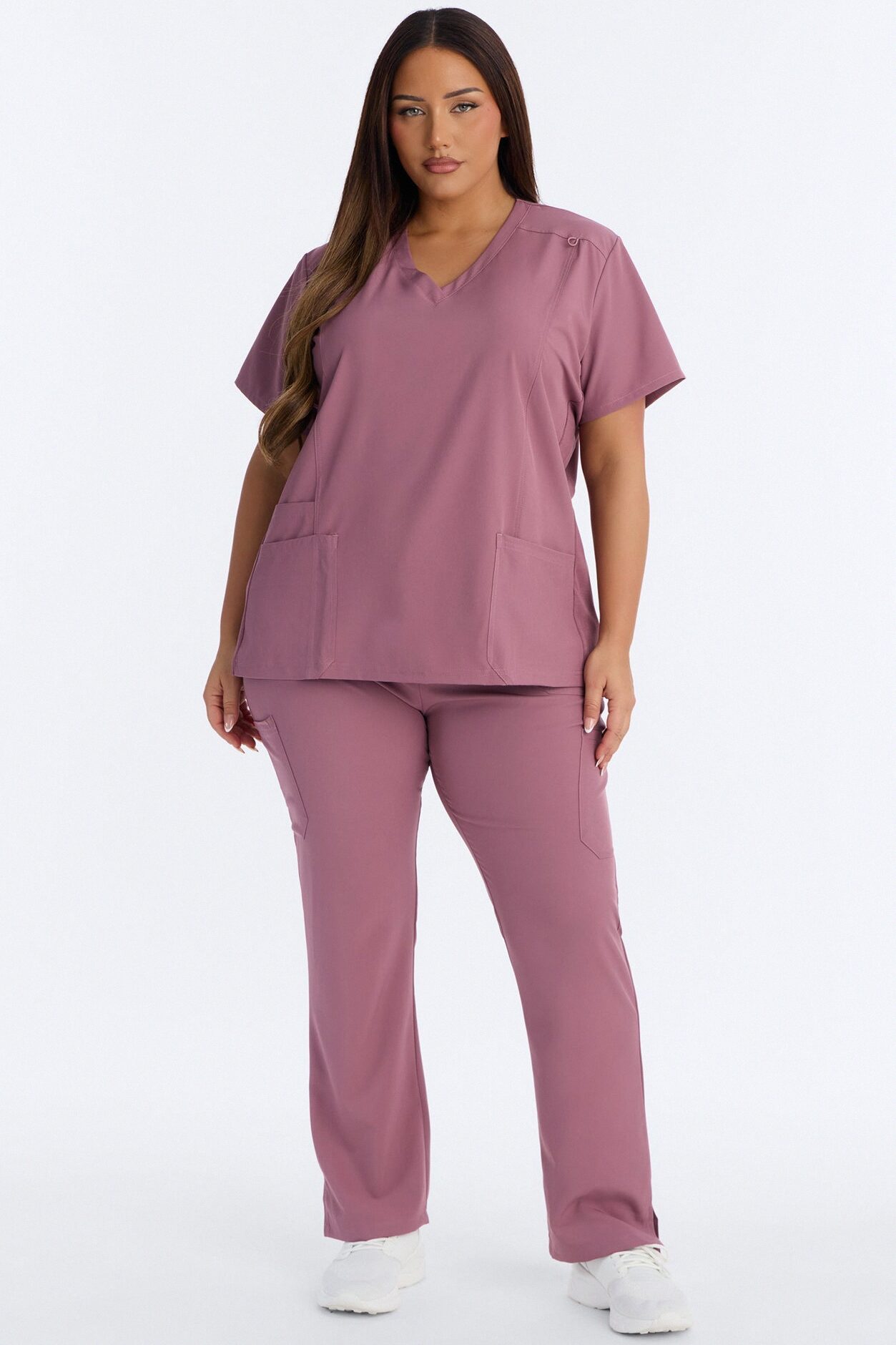 Prime Practice Sporty Open Leg Uniform Scrub Set - Mauve