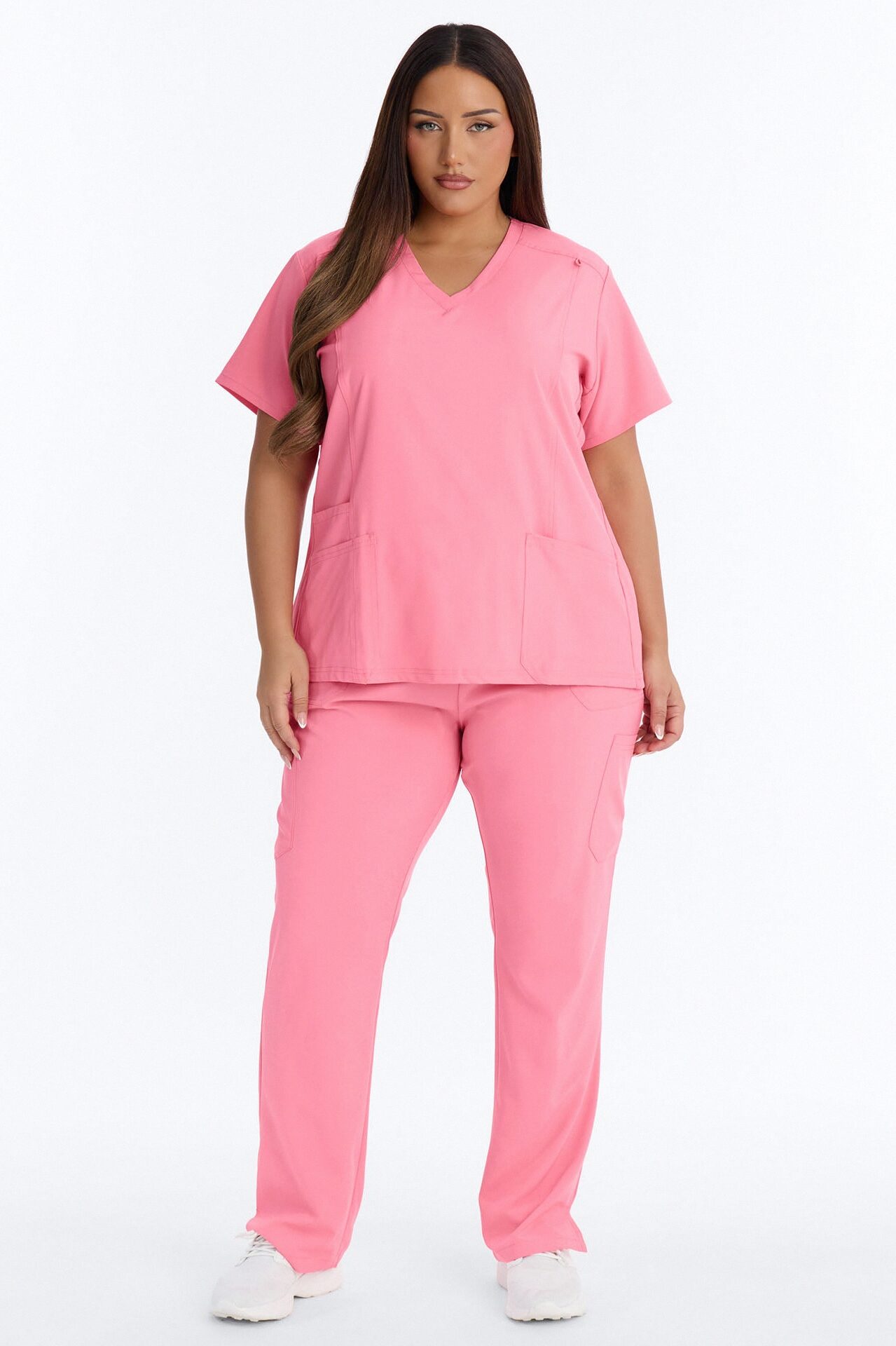 Prime Practice Sporty Open Leg Uniform Scrub Set - Peach