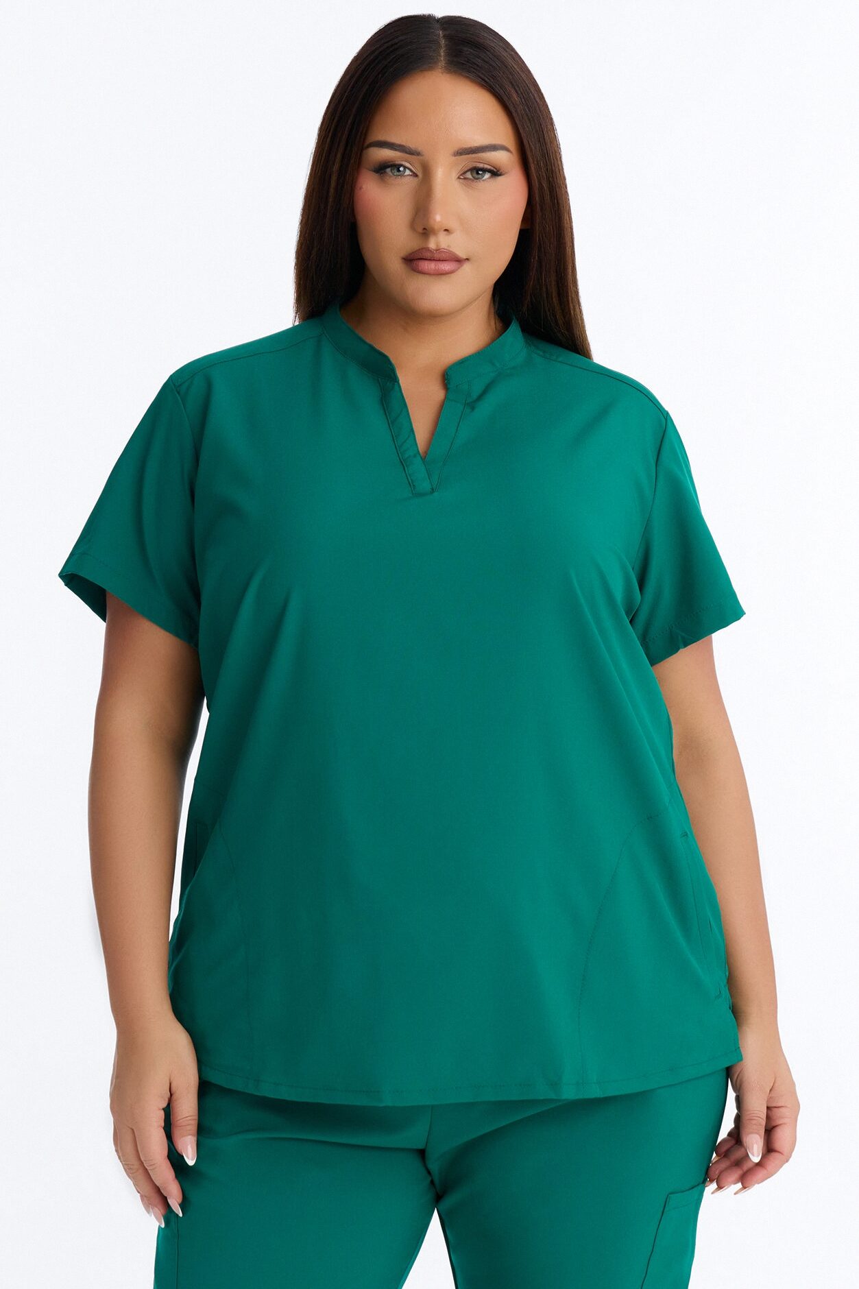 It's Go Time Collared Open Leg Uniform Scrub Set - Hunter