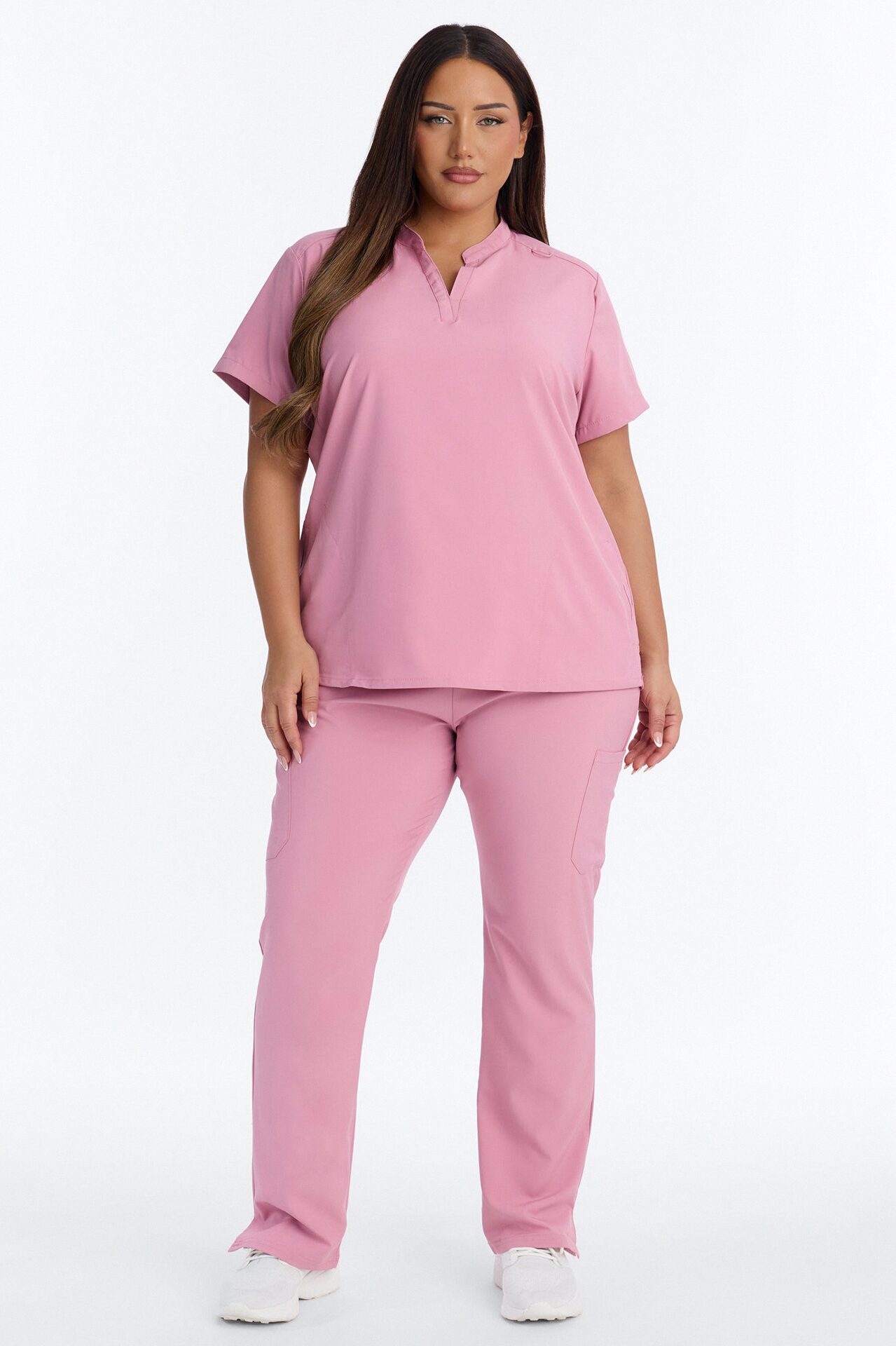 It's Go Time Collared Open Leg Uniform Scrub Set - Mauve
