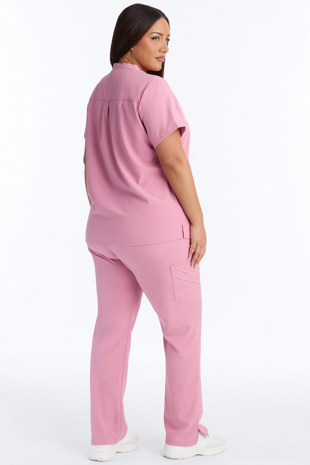 It's Go Time Collared Open Leg Uniform Scrub Set - Mauve