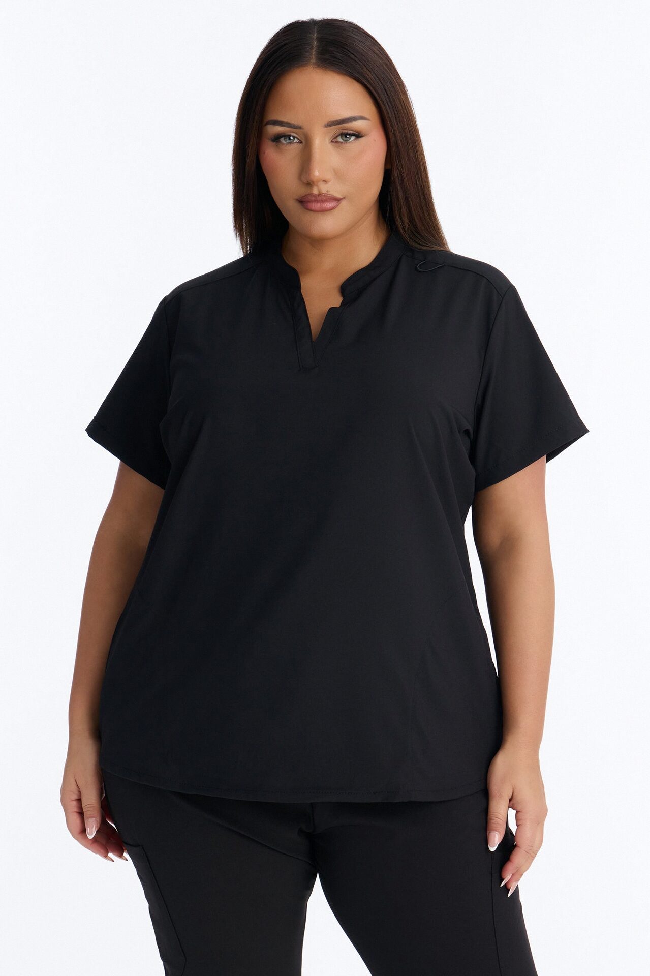 It's Go Time Collared Open Leg Uniform Scrub Set - Black