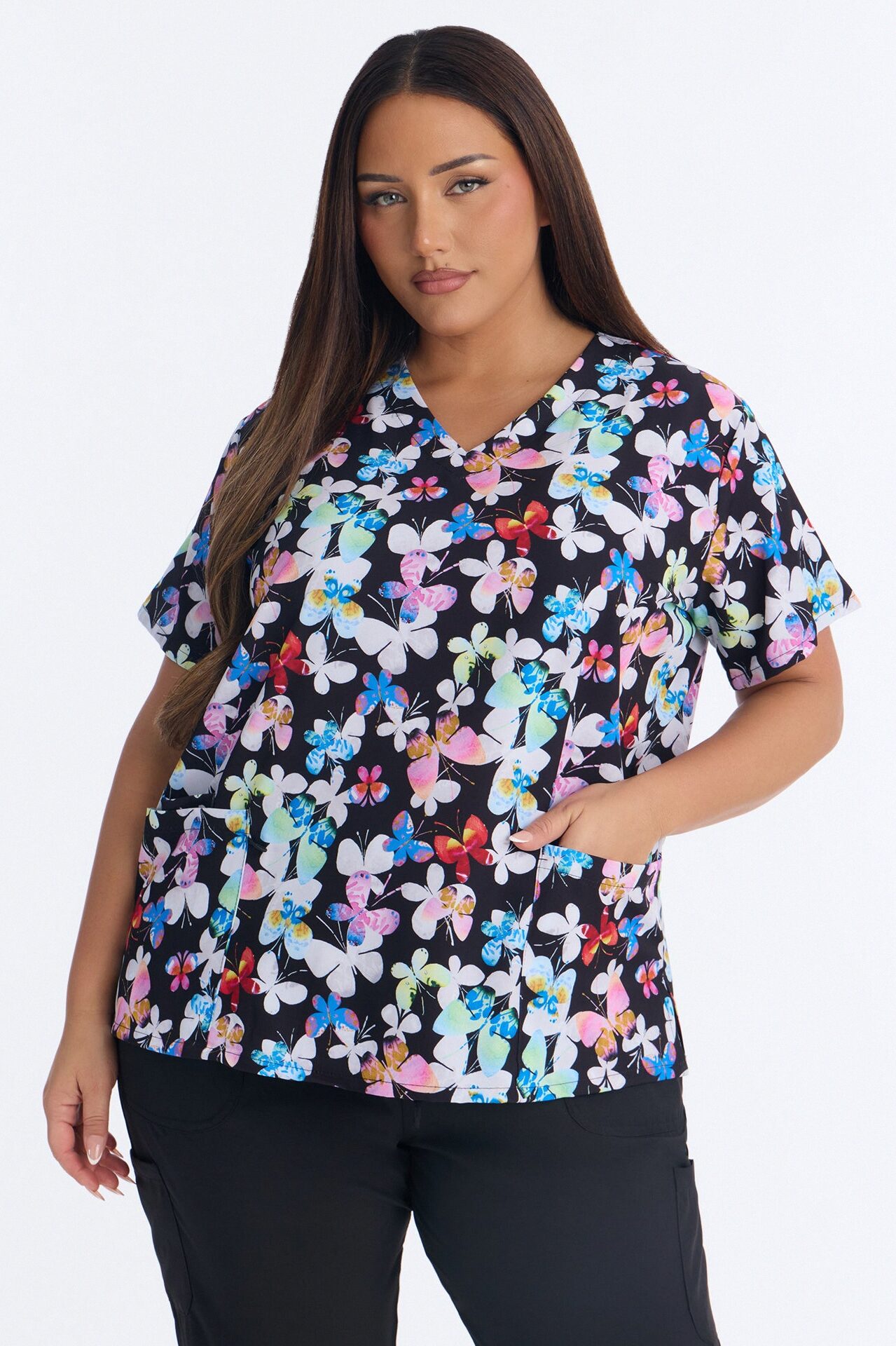 Bright Days 4 Way Stretch Printed Jogger Scrub Set - Multi Color