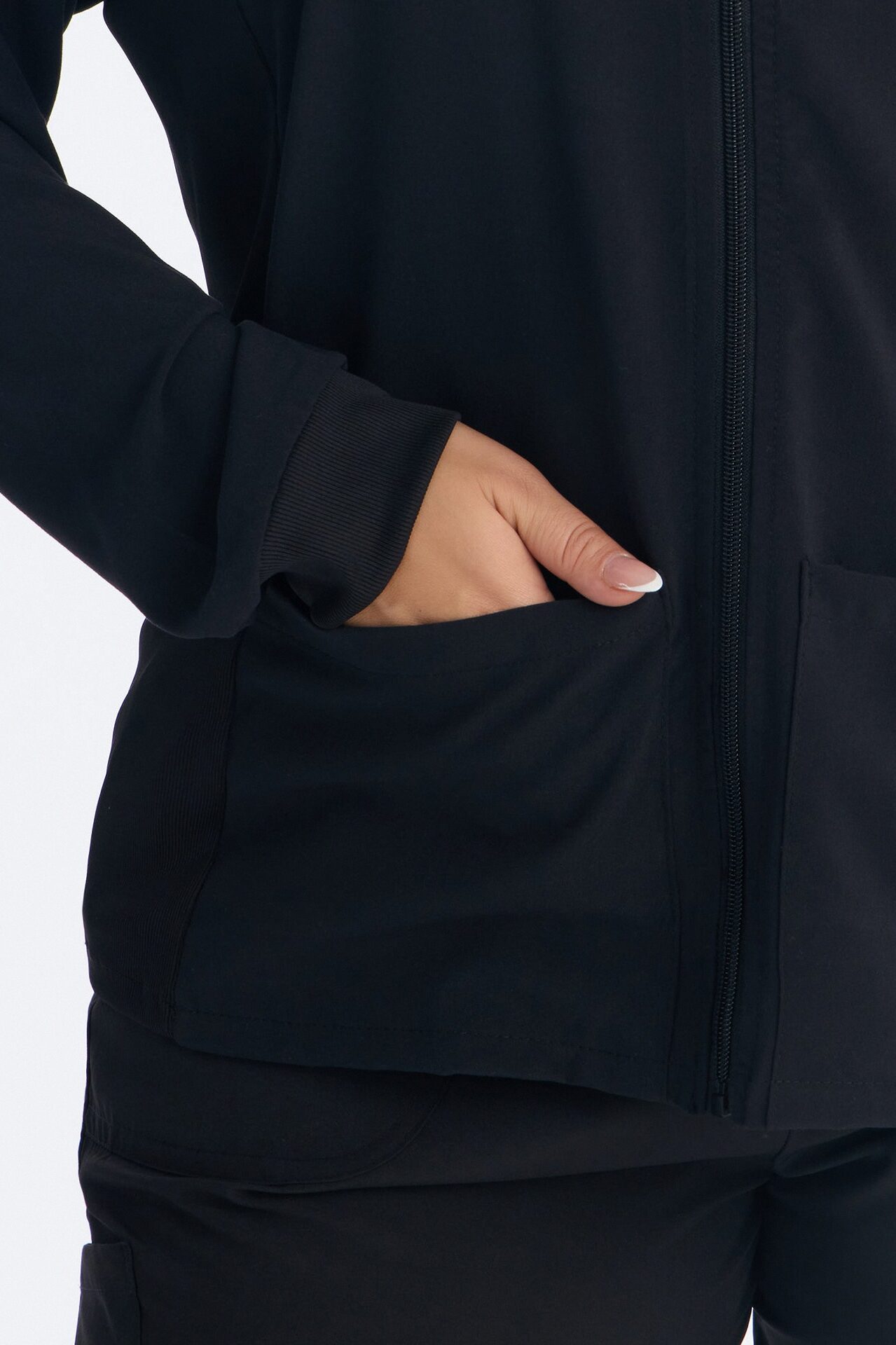 Take Care 4 Way Stretch Scrub Uniform Jacket - Black
