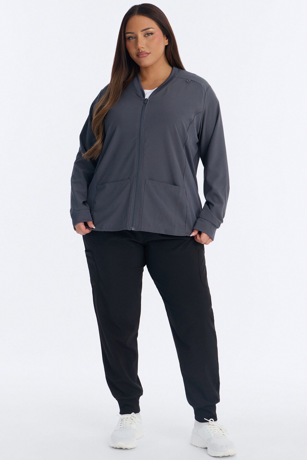 Take Care 4 Way Stretch Scrub Uniform Jacket - Charcoal