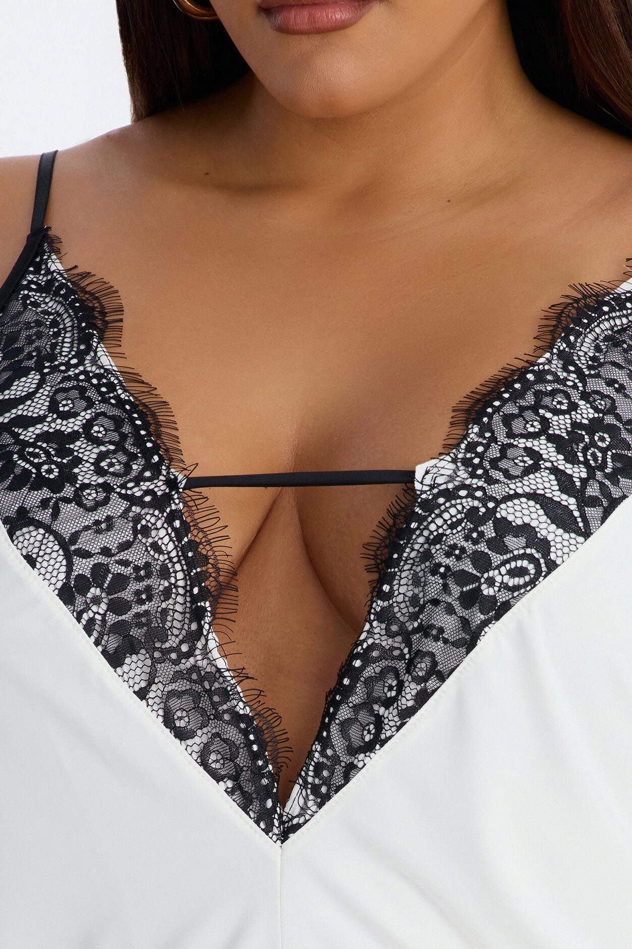 Evening Allure Lace Trim Tank Top - Cream/combo