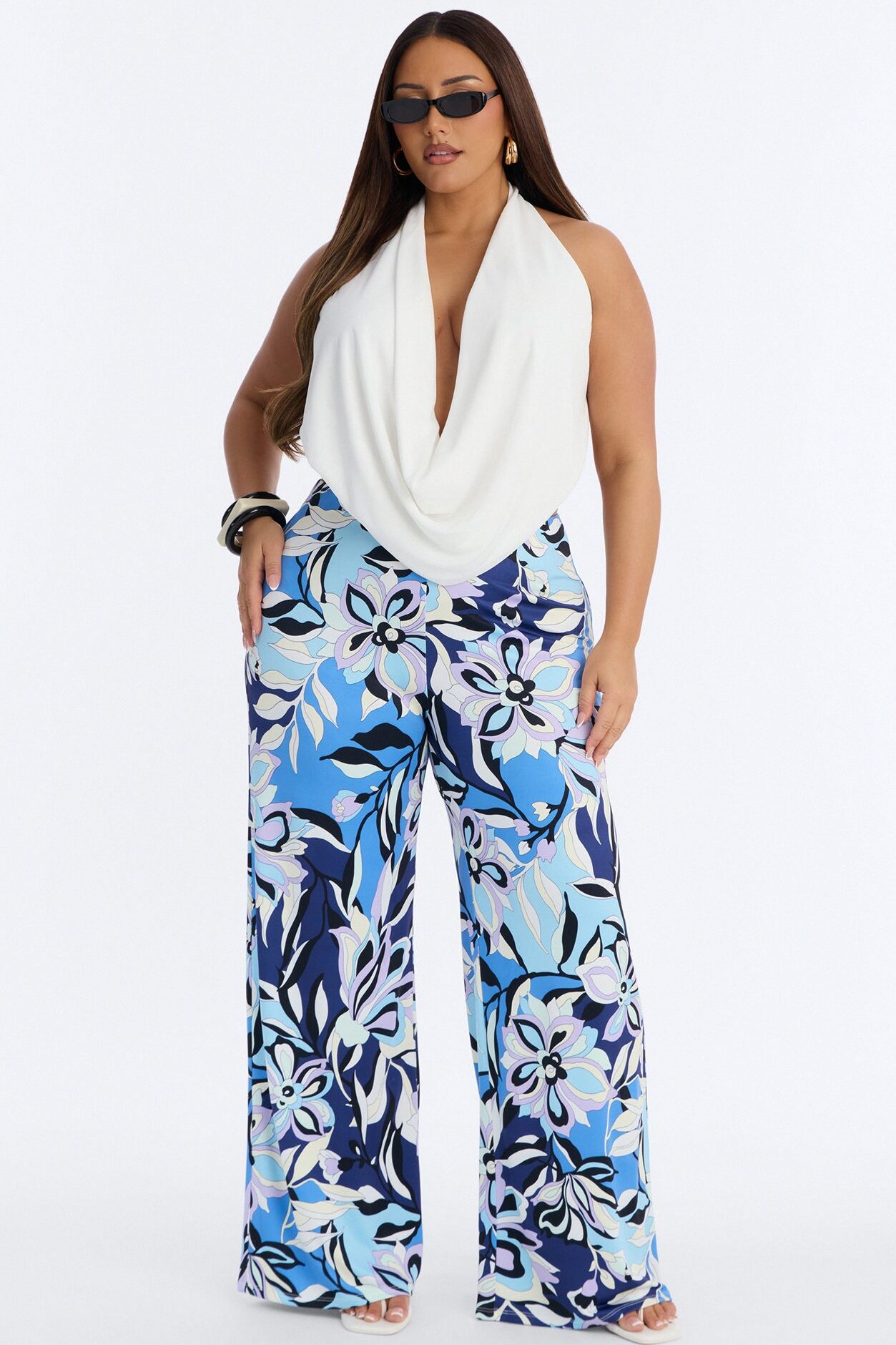 Can't Go Wrong Flared Stretch Pant - Blue/combo