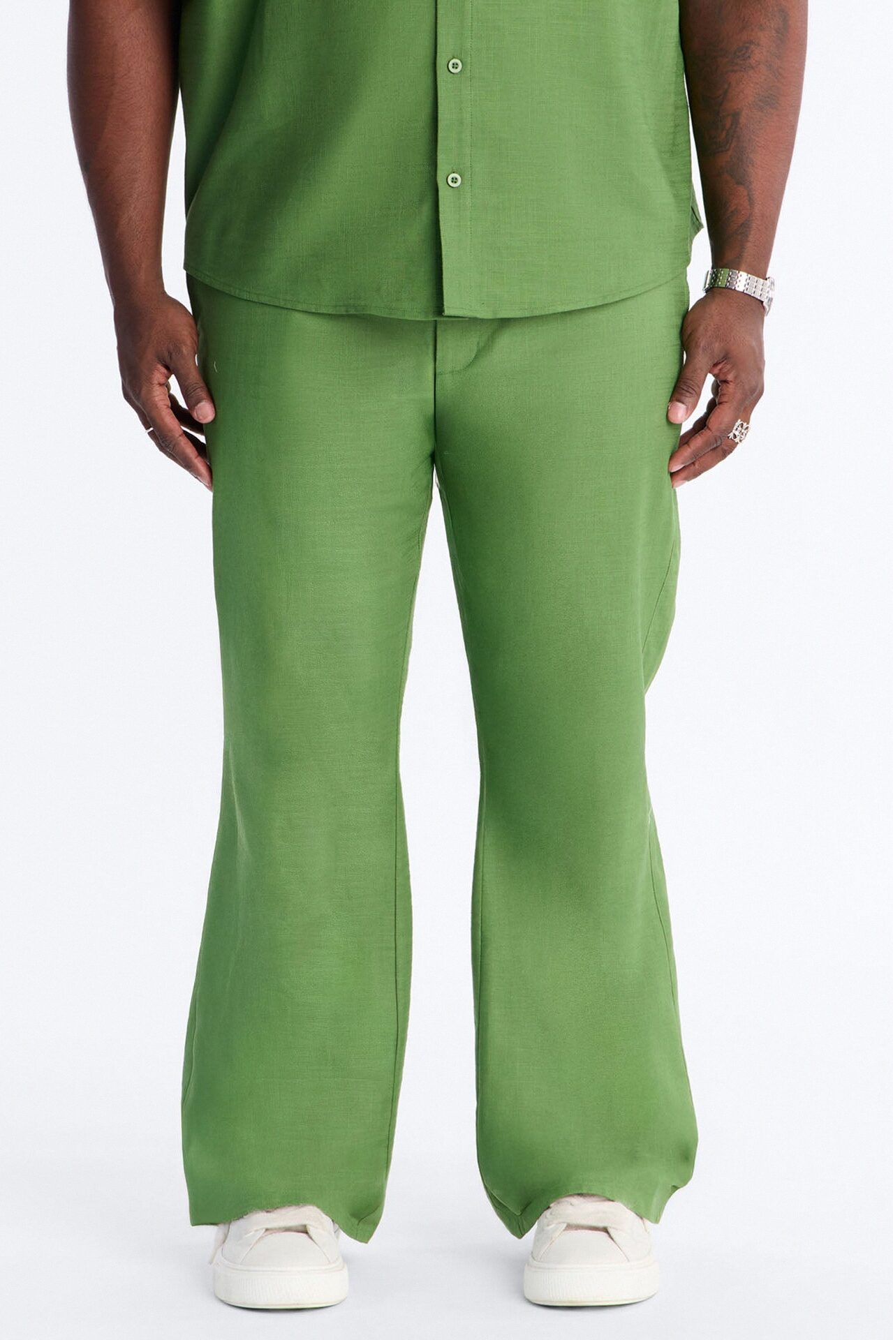 Slim Flare Sunward Coast Linen Pant - Green