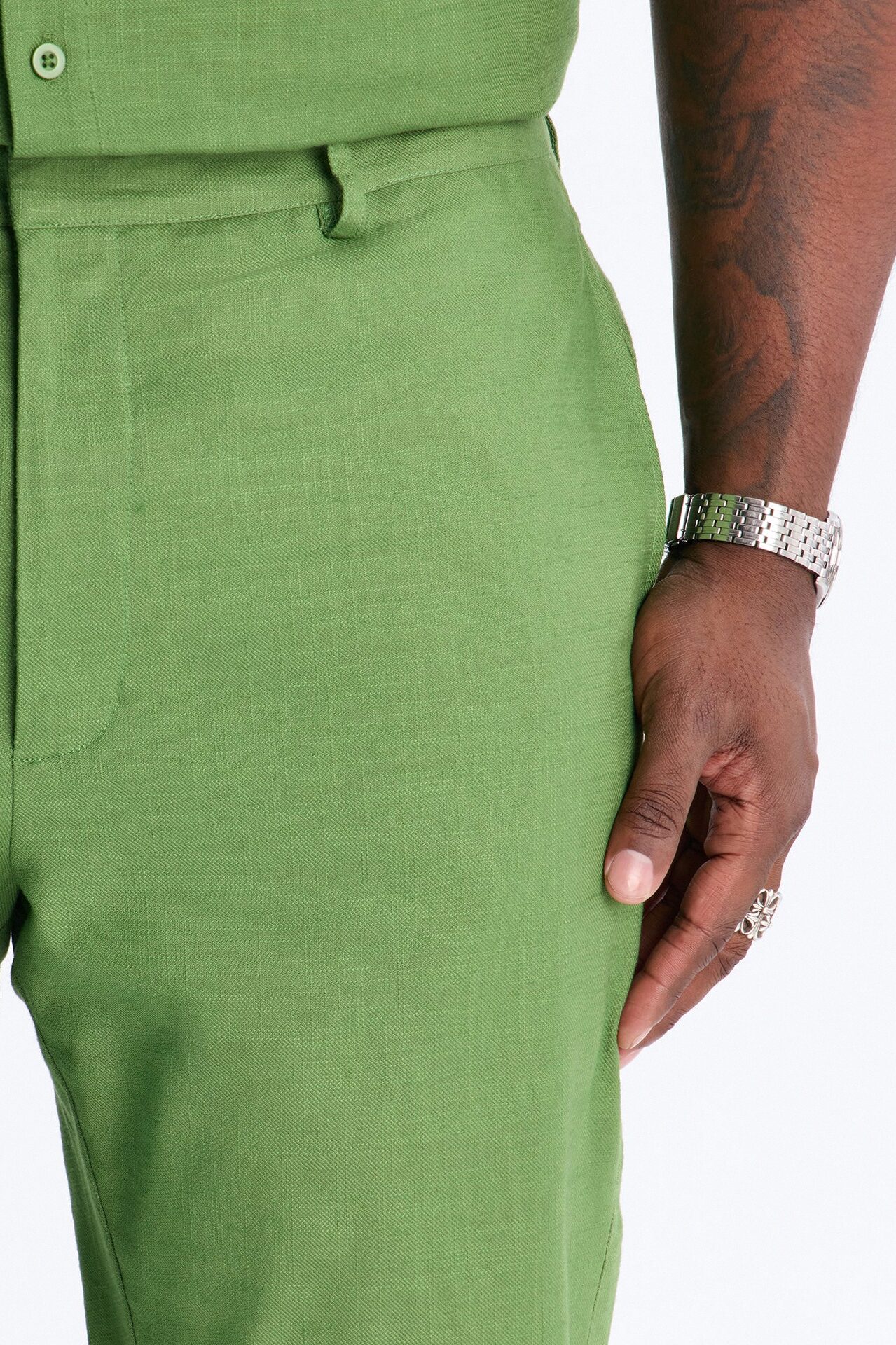 Slim Flare Sunward Coast Linen Pant - Green