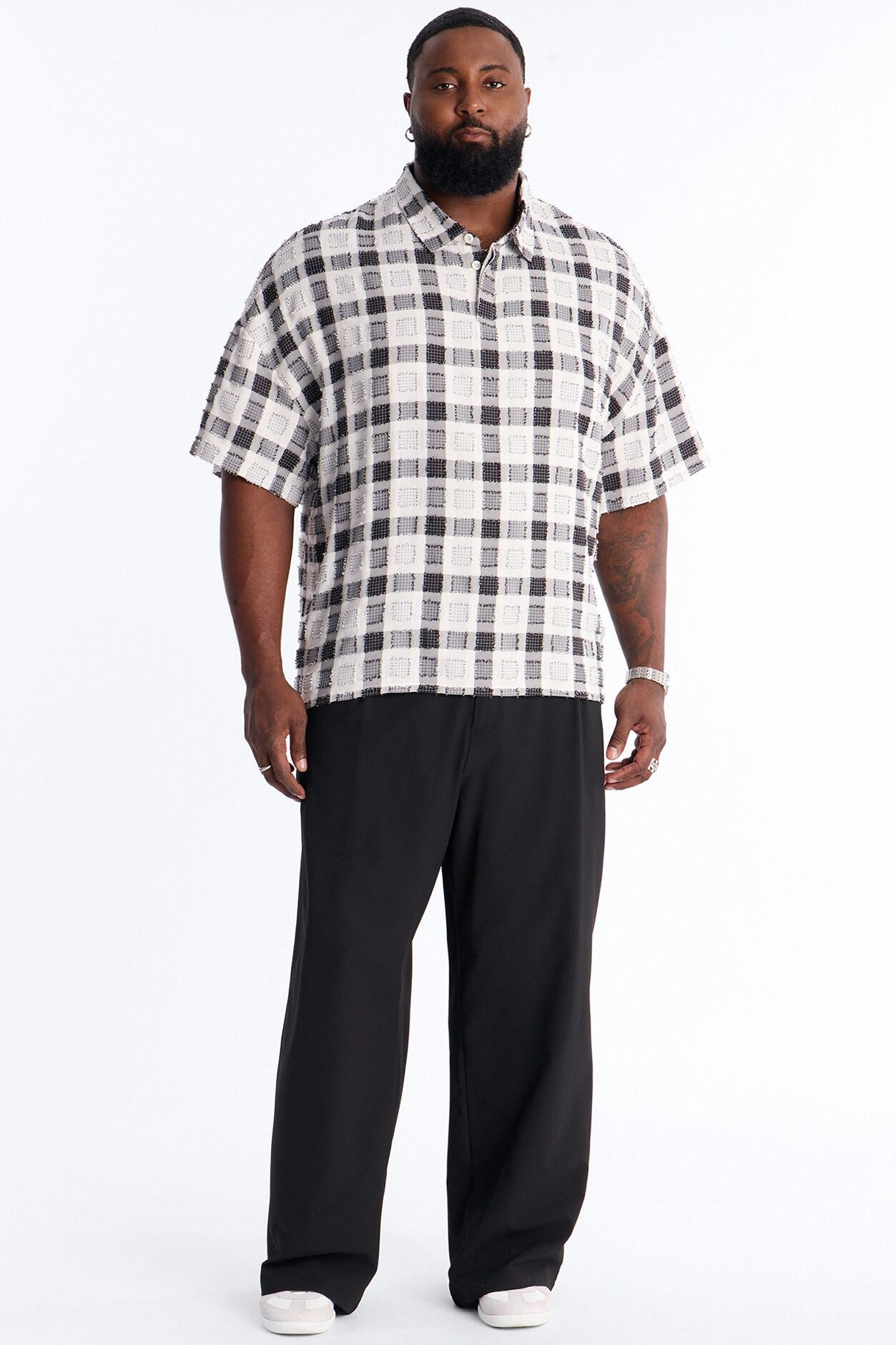 Beach After Dark Oversized Polo - Black/White