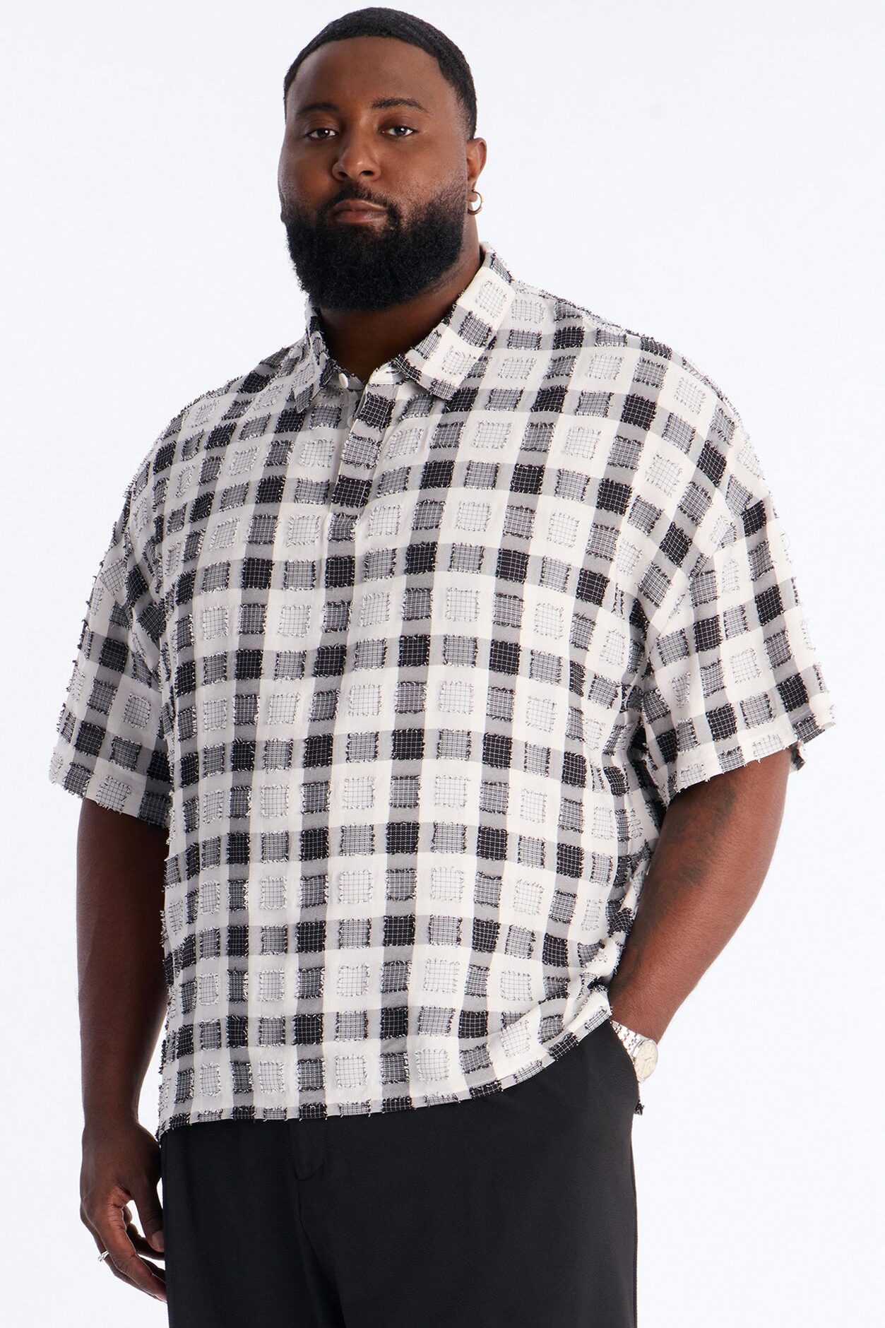 Beach After Dark Oversized Polo - Black/White