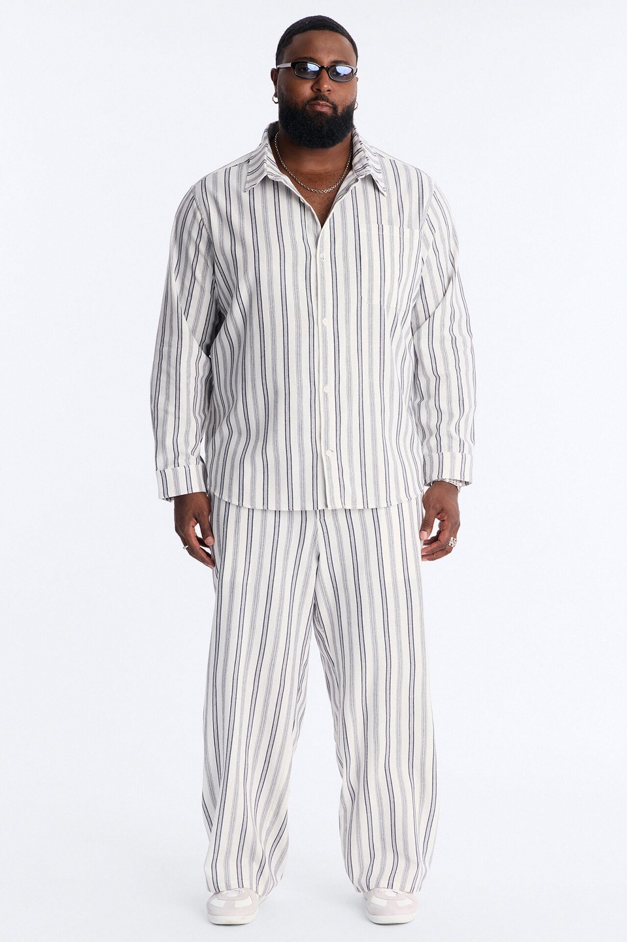 Relaxed Saltwater Stripes Button Up Shirt - White/combo