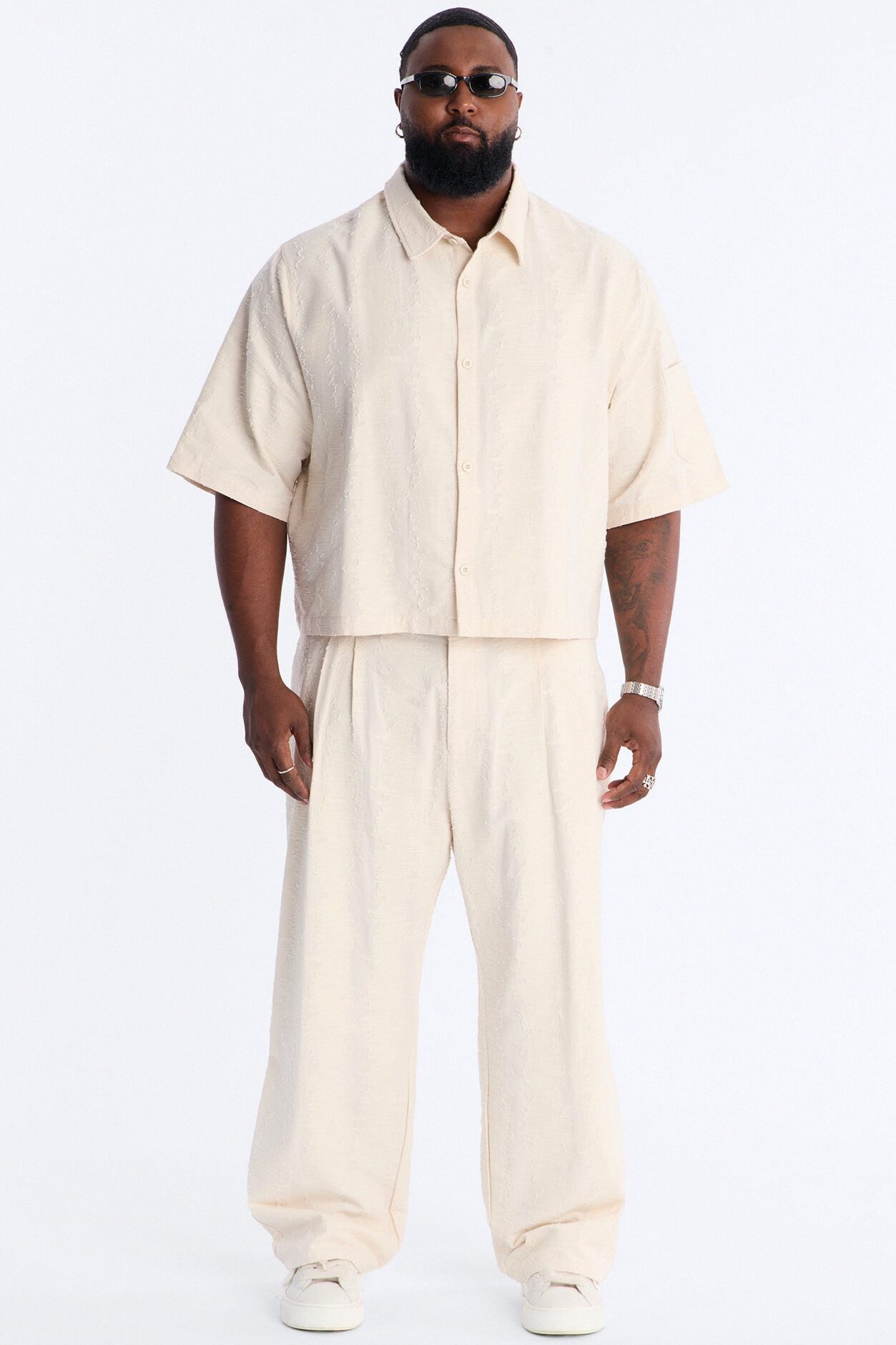 Cropped Sands Of Time Button Up Shirt - Oatmeal