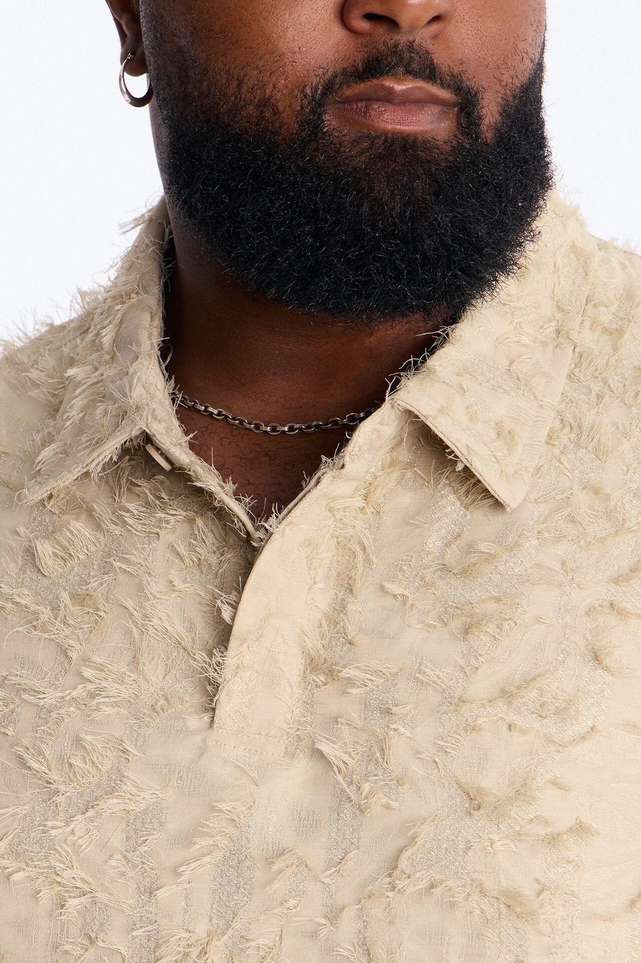 Oversized Kelpstone Textured Polo - LightBrown