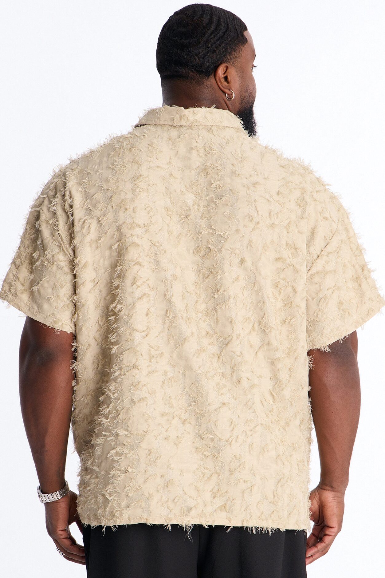 Oversized Kelpstone Textured Polo - LightBrown