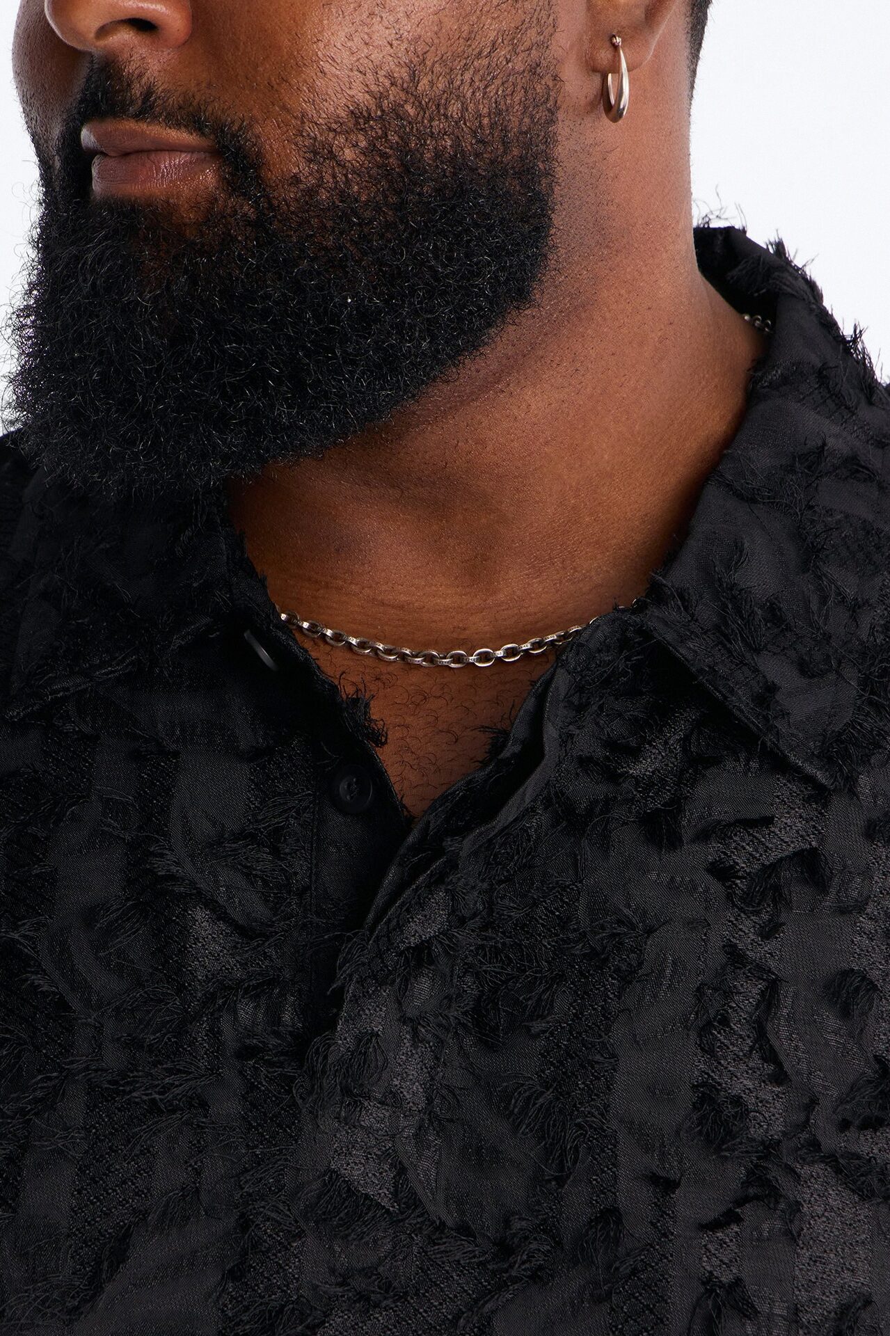Oversized Kelpstone Textured Polo - Black