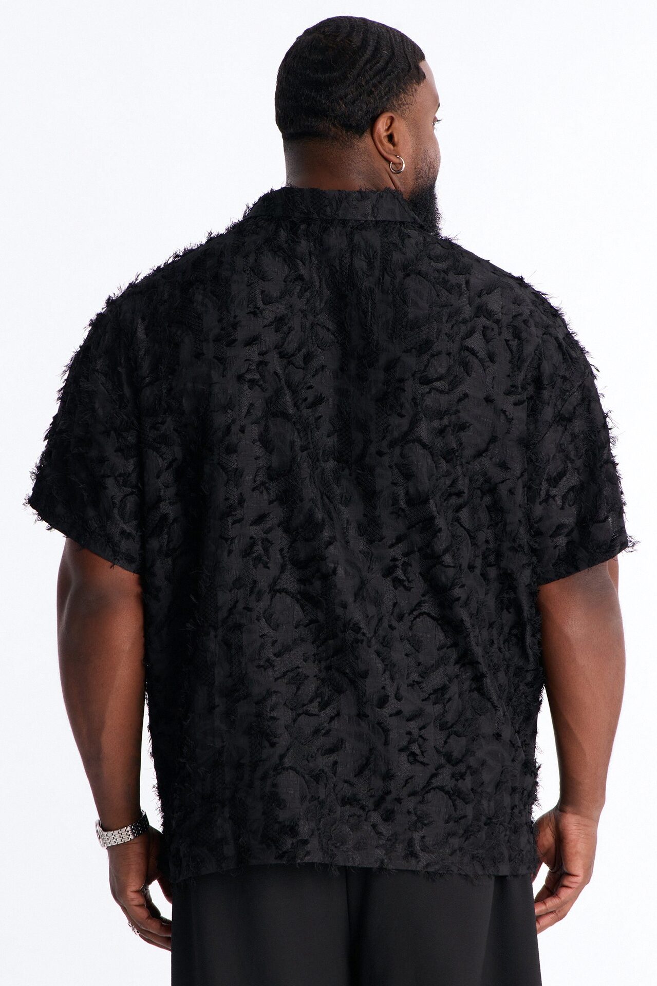 Oversized Kelpstone Textured Polo - Black