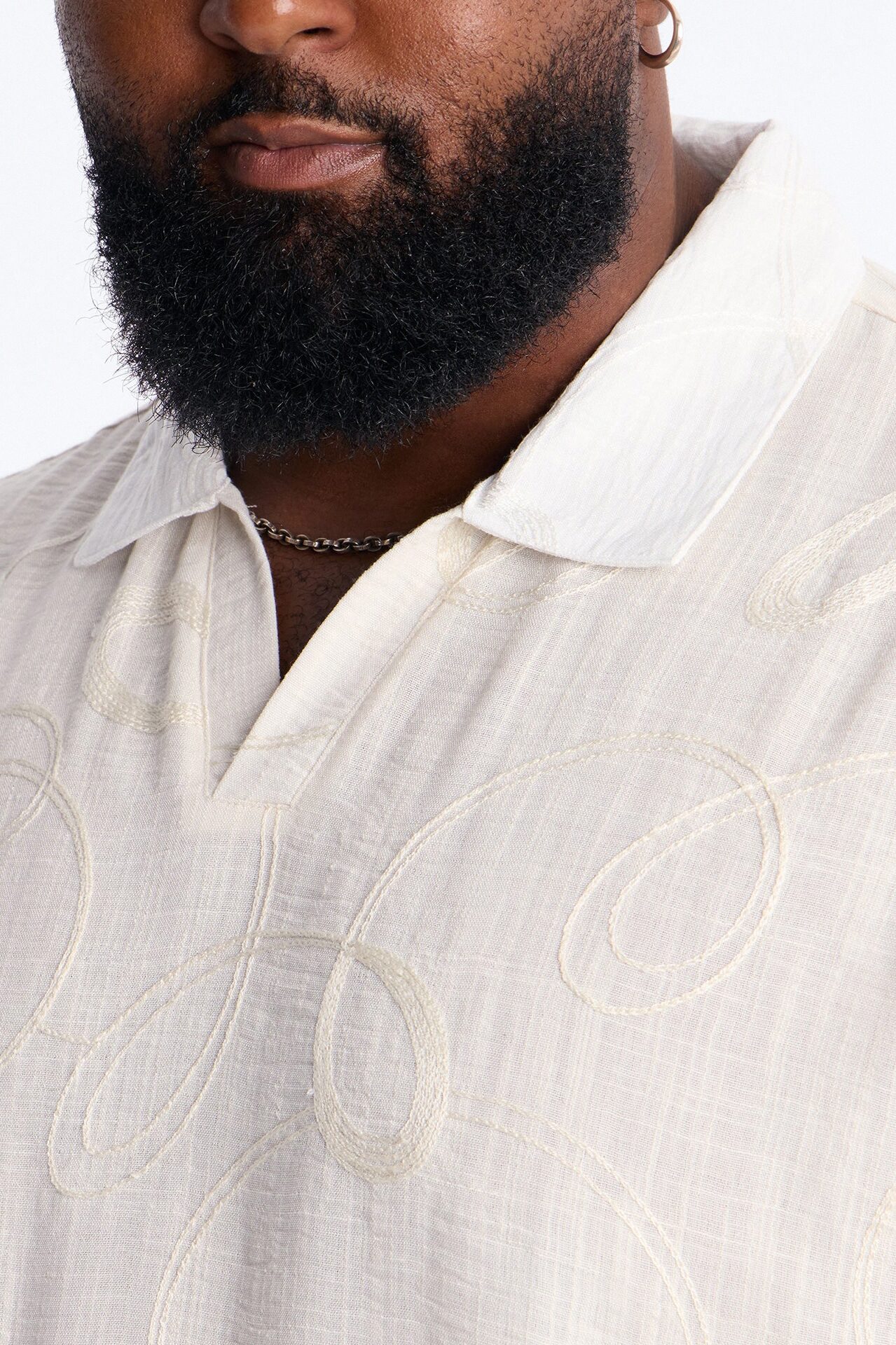 Relaxed Swizzle Johnny Collar Polo - Cream