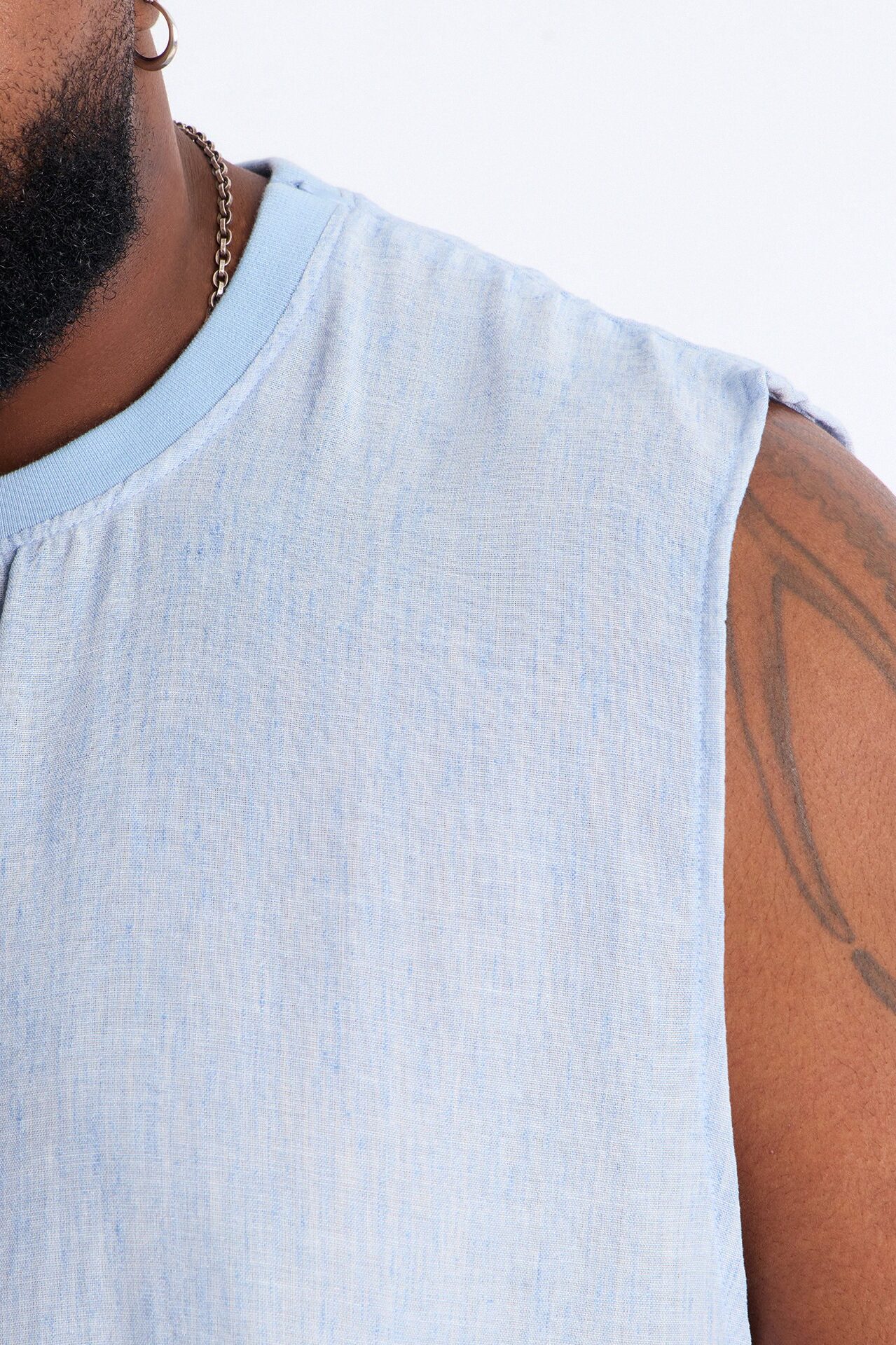 Relaxed Tide Thread Sleeveless Tee - Blue