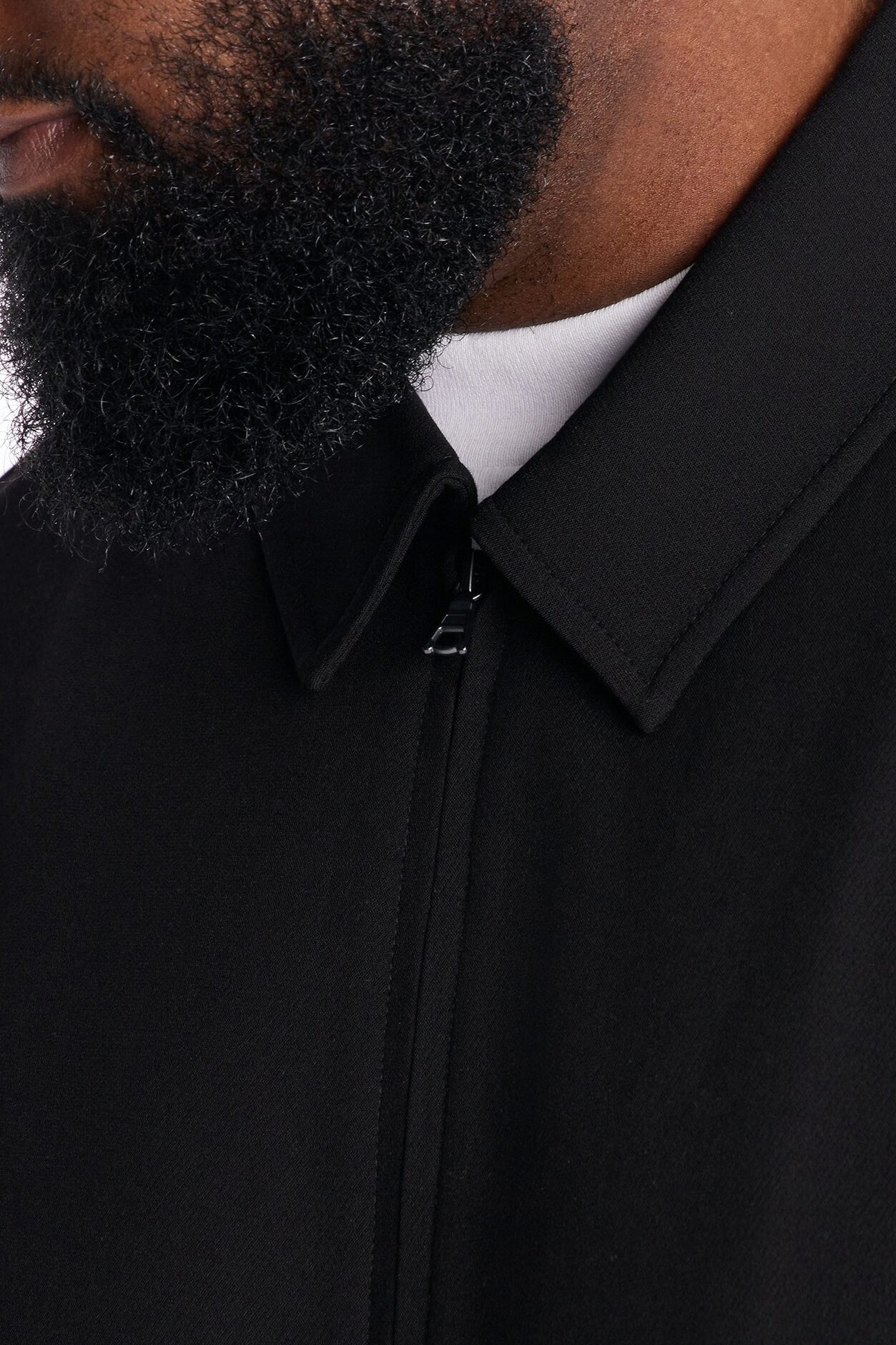 Modern Essential Short Sleeve Zip Collar Shirt - Black