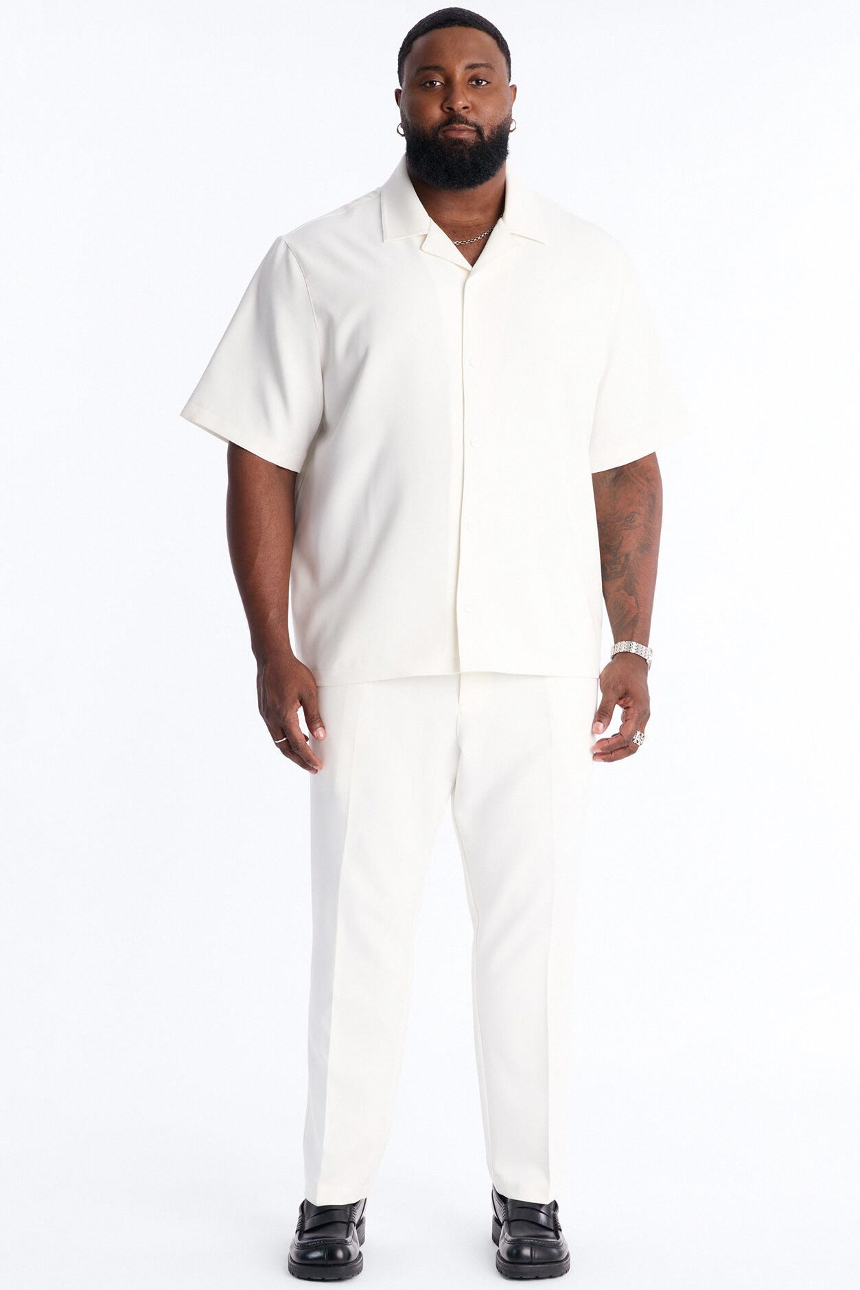 Modern Essential Sleeve Cuban Collar Button Down - Off White