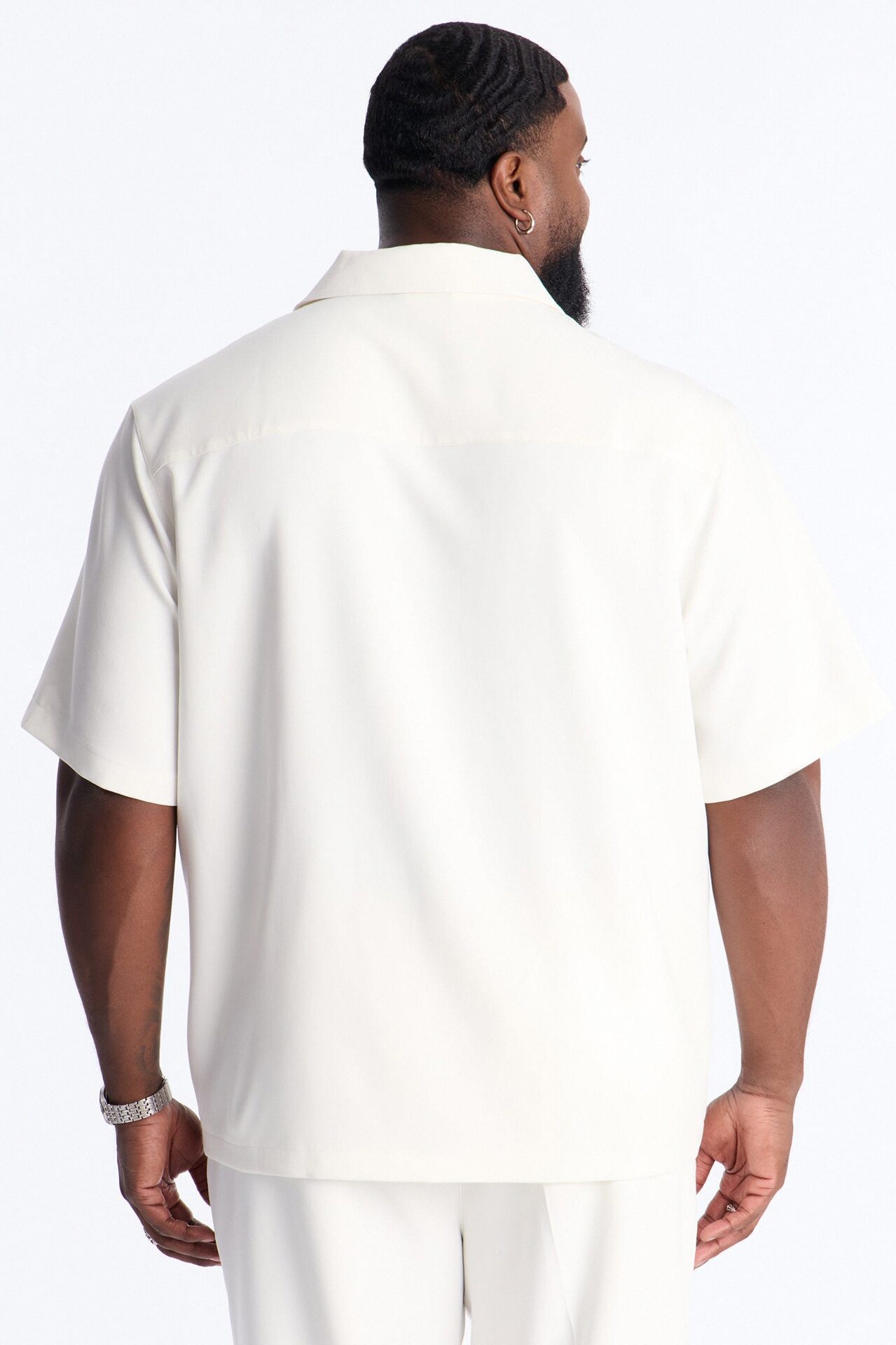Modern Essential Sleeve Cuban Collar Button Down - Off White