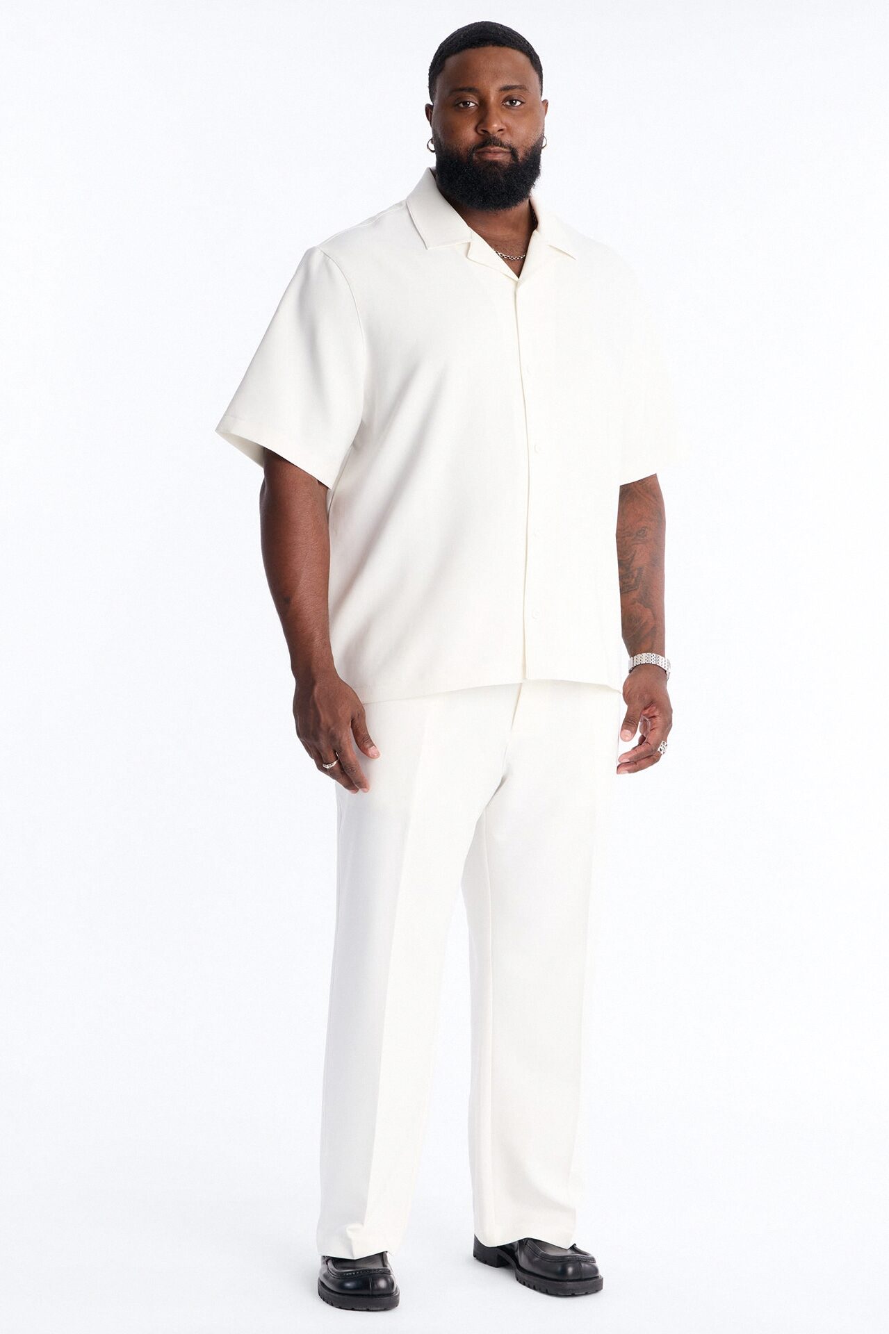 Modern Essential Relaxed Straight Hybrid Waist Trouser - Off White