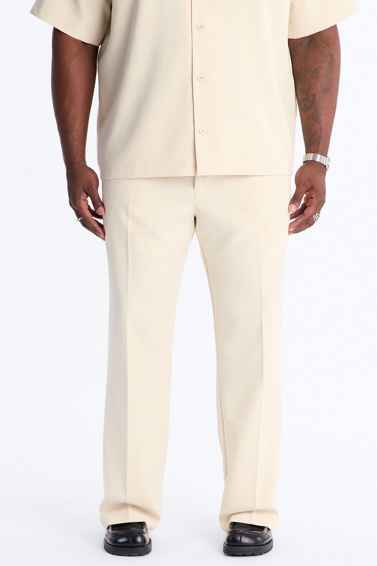 Modern Essential Slim Flare Slit Trouser - Beige