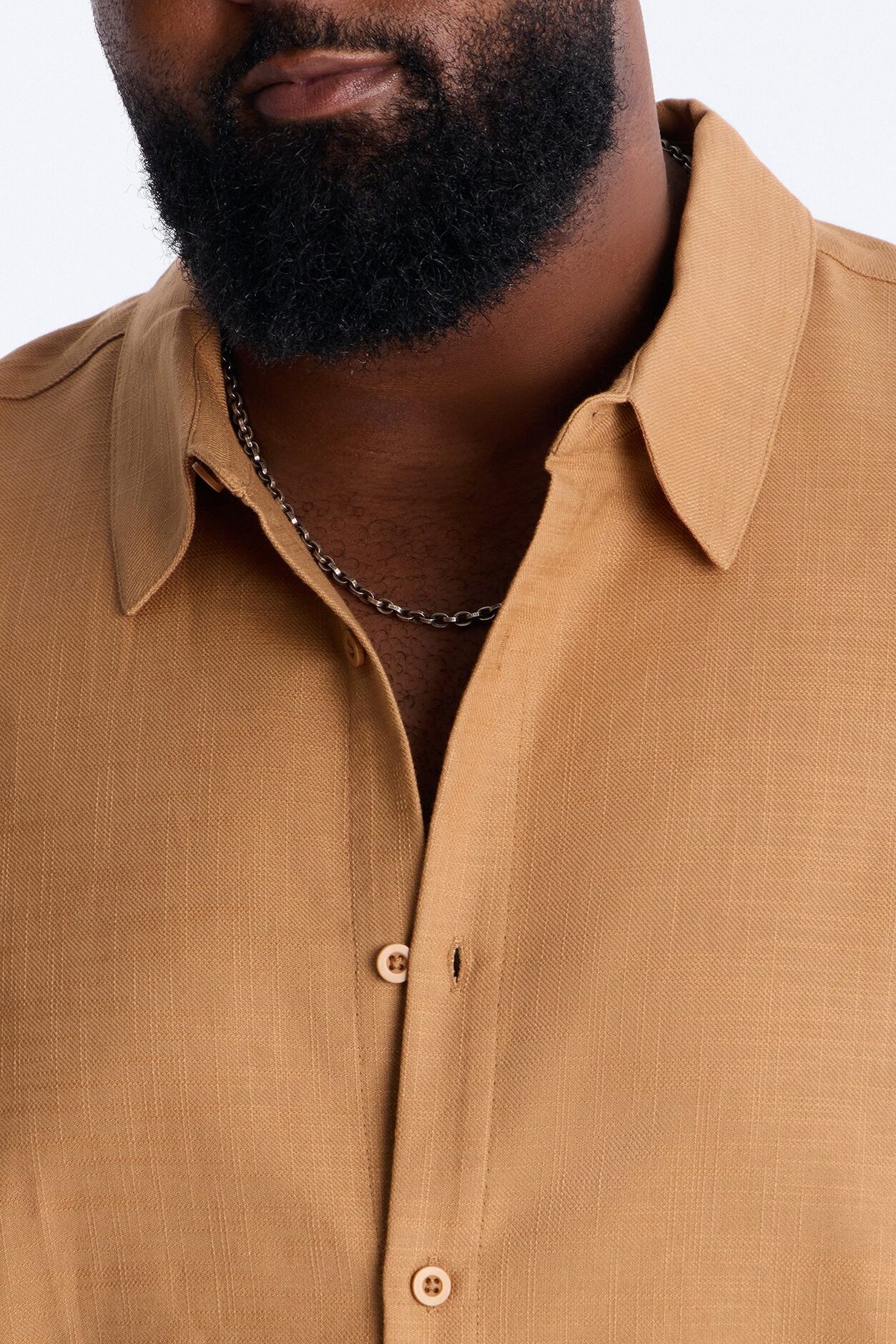 Relaxed Sunward Coast Linen Button Up Shirt - Brown