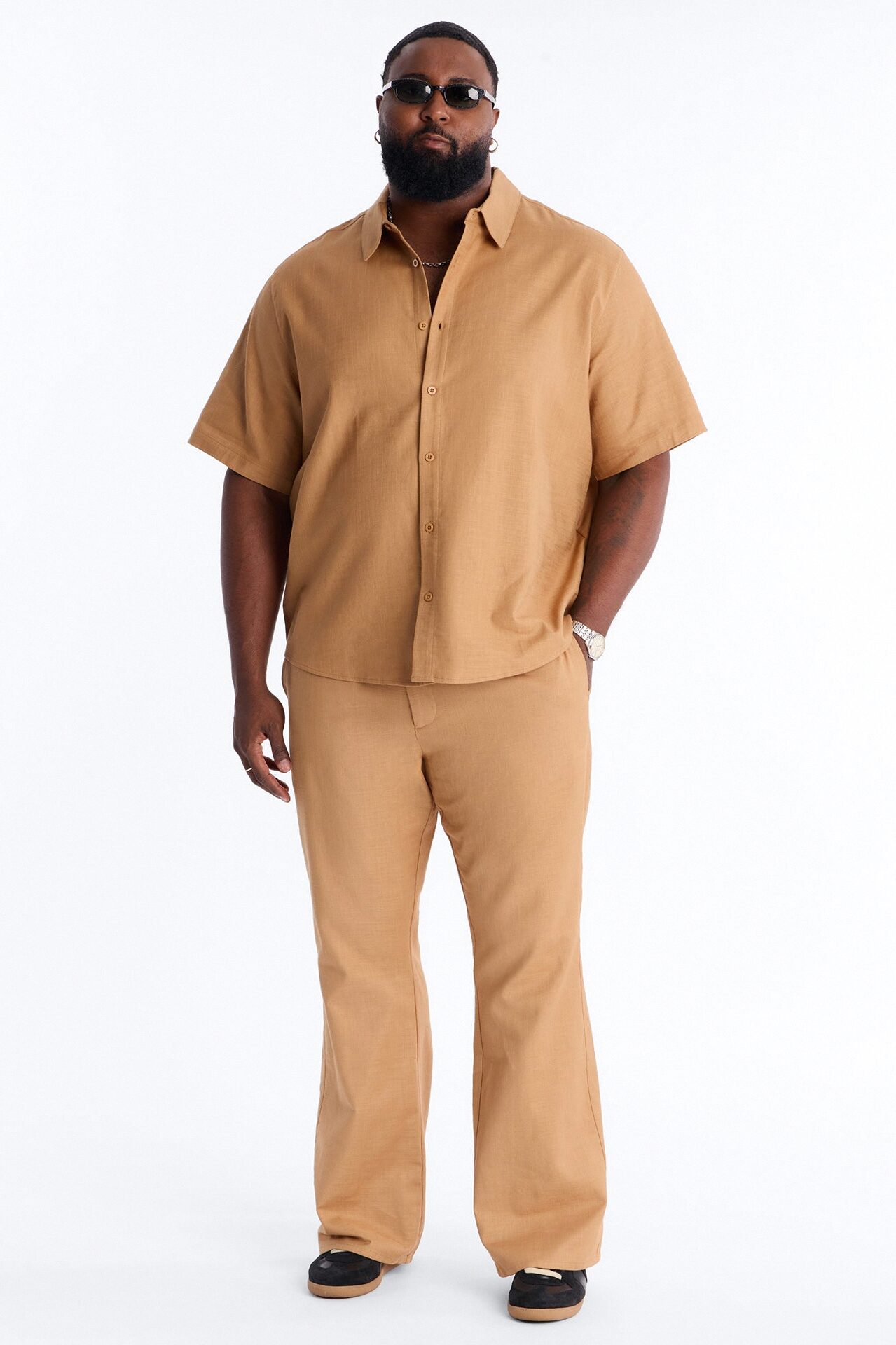 Slim Flare Sunward Coast Linen Pant - Brown
