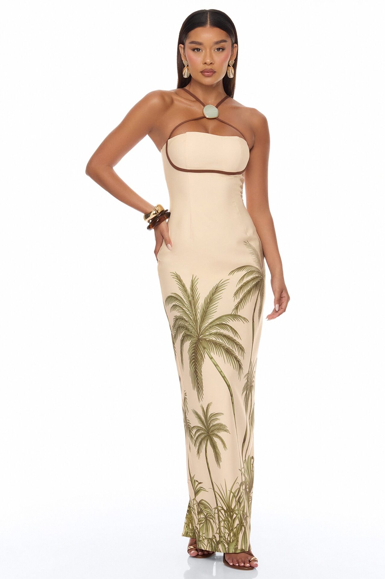 Golden Escape Maxi Dress - Cream/combo