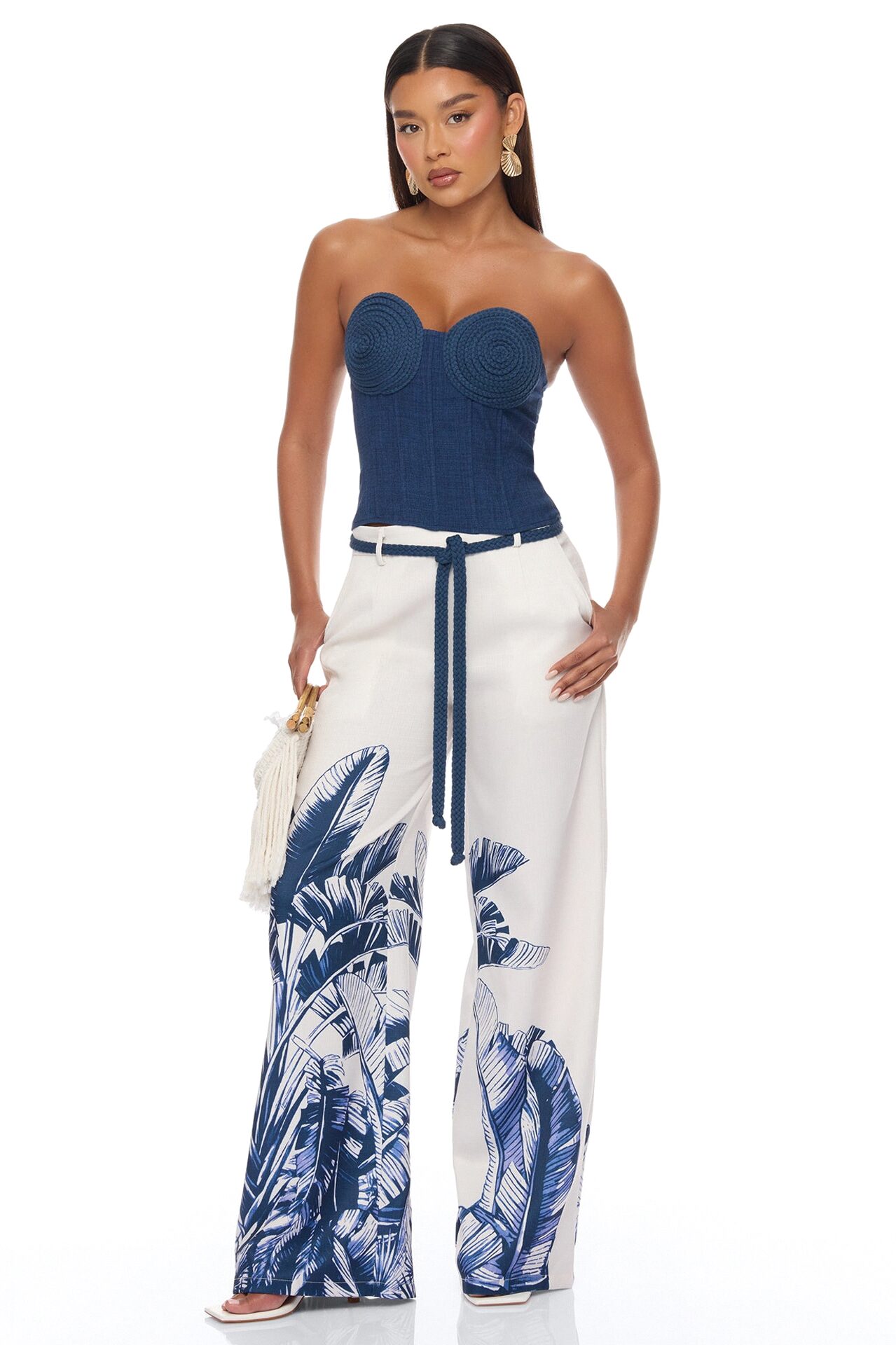 Tuscan Sunsets Corset Pant Set - Navy/combo