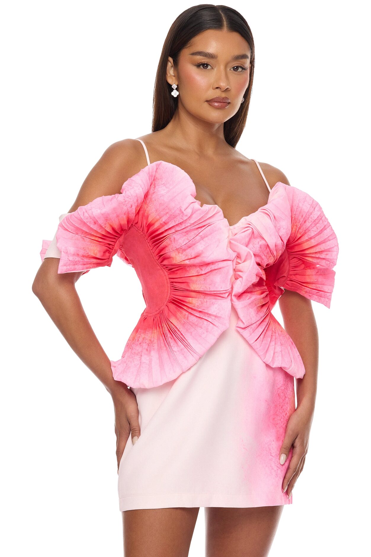 Kaia Pleated Mini Dress - Pink