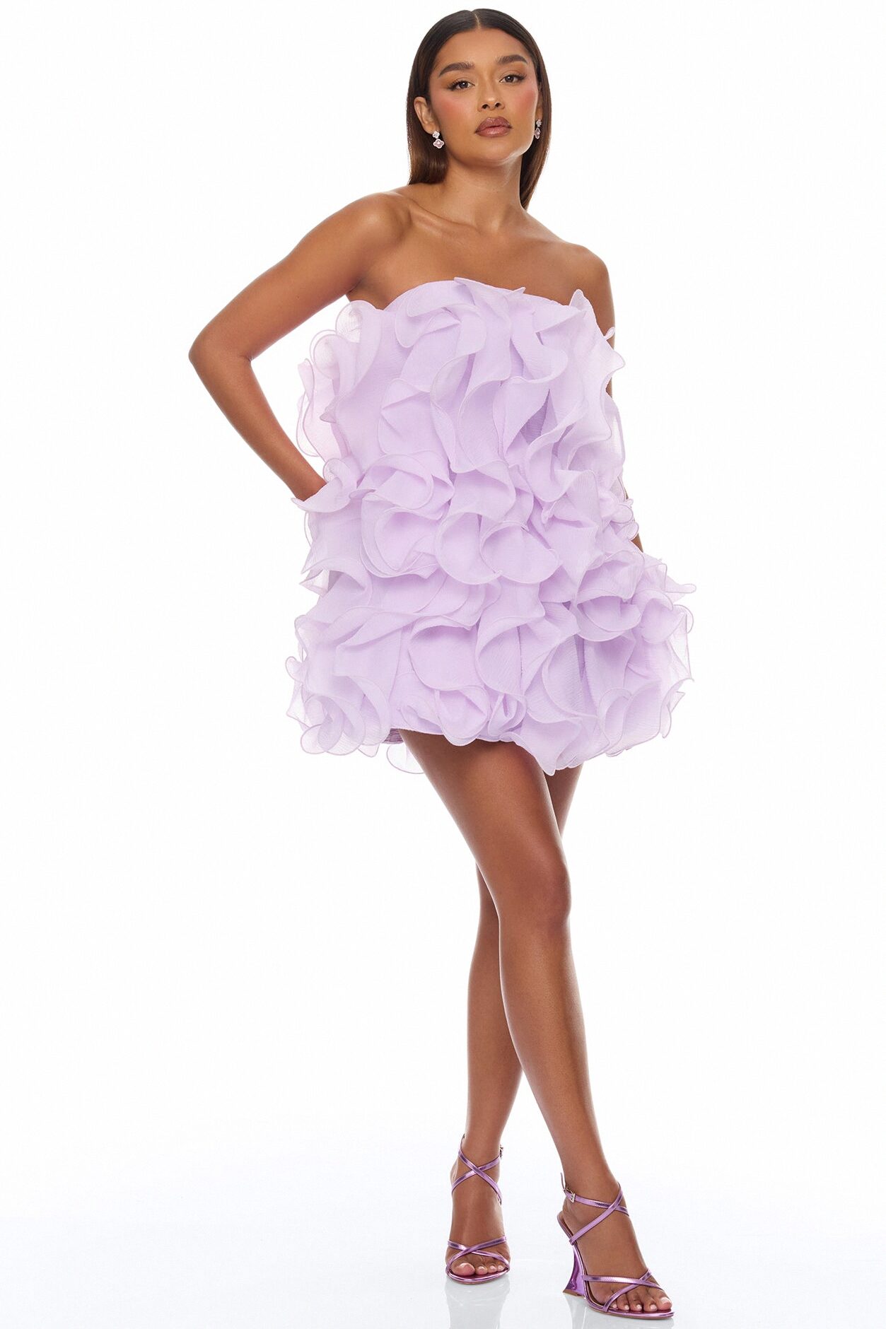 Runway Moment Ruffle Mini Dress - Lavender