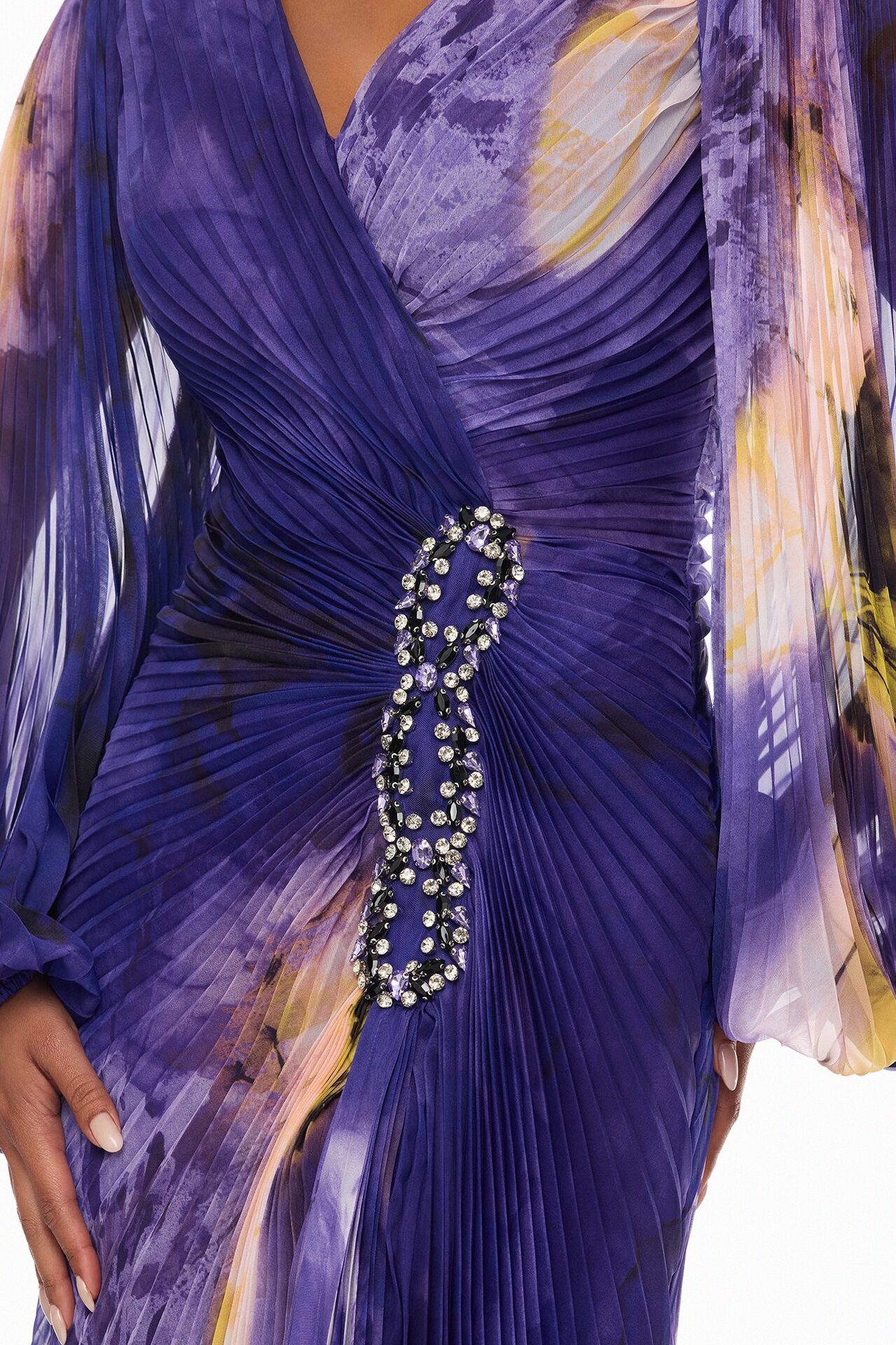Luna Pleated Maxi Dress - Purple/combo