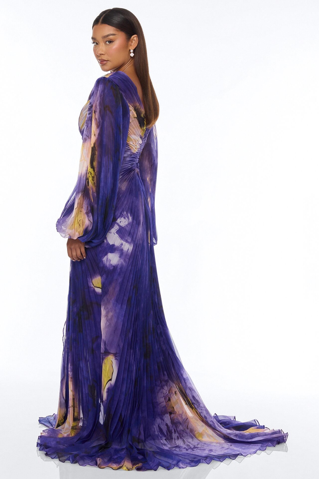 Luna Pleated Maxi Dress - Purple/combo