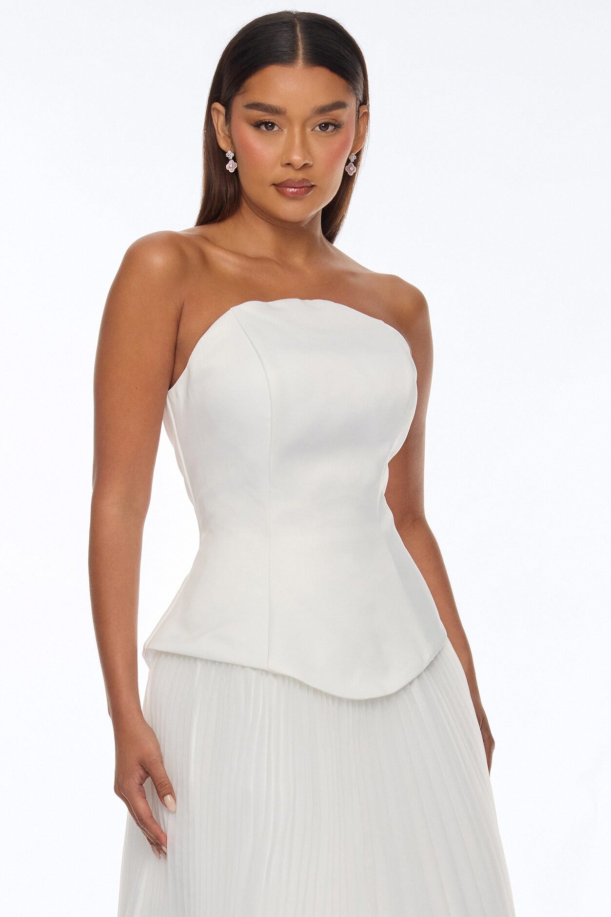 Soulmate Strapless Pleated Gown - White