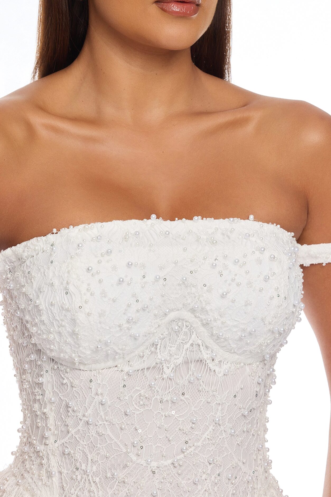 Ring On It Embellished Lace Gown - White