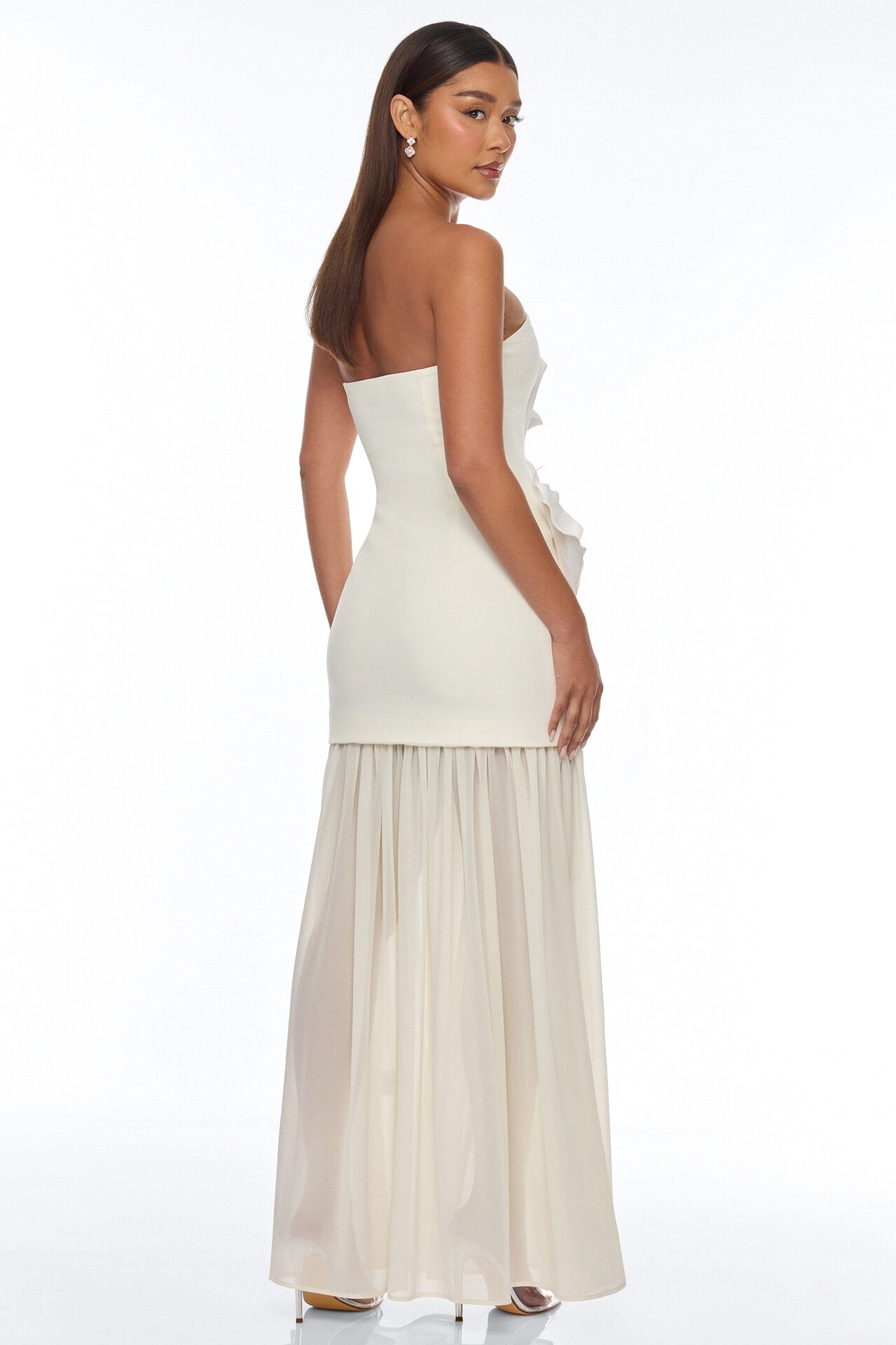 Floral Oasis 3D Maxi Dress - Cream