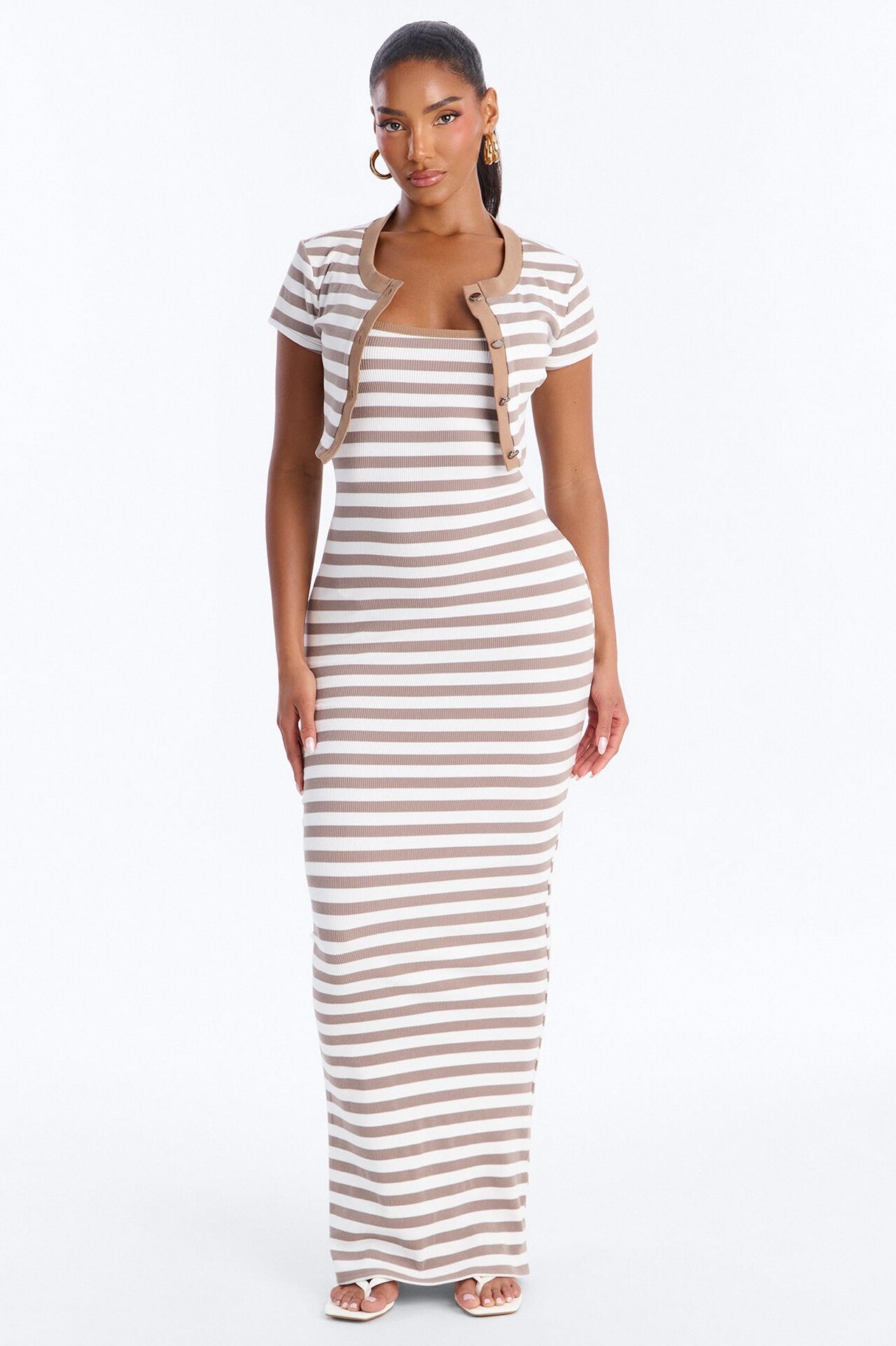 Sherise Striped Ribbed Maxi Dress - Coco