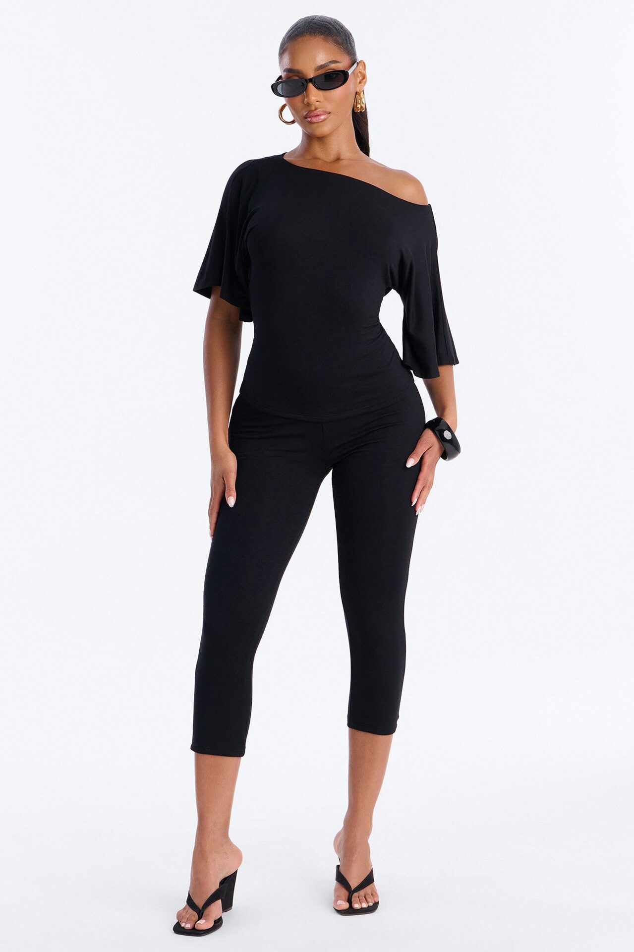 Sophie Tie Waist Capri Set - Black