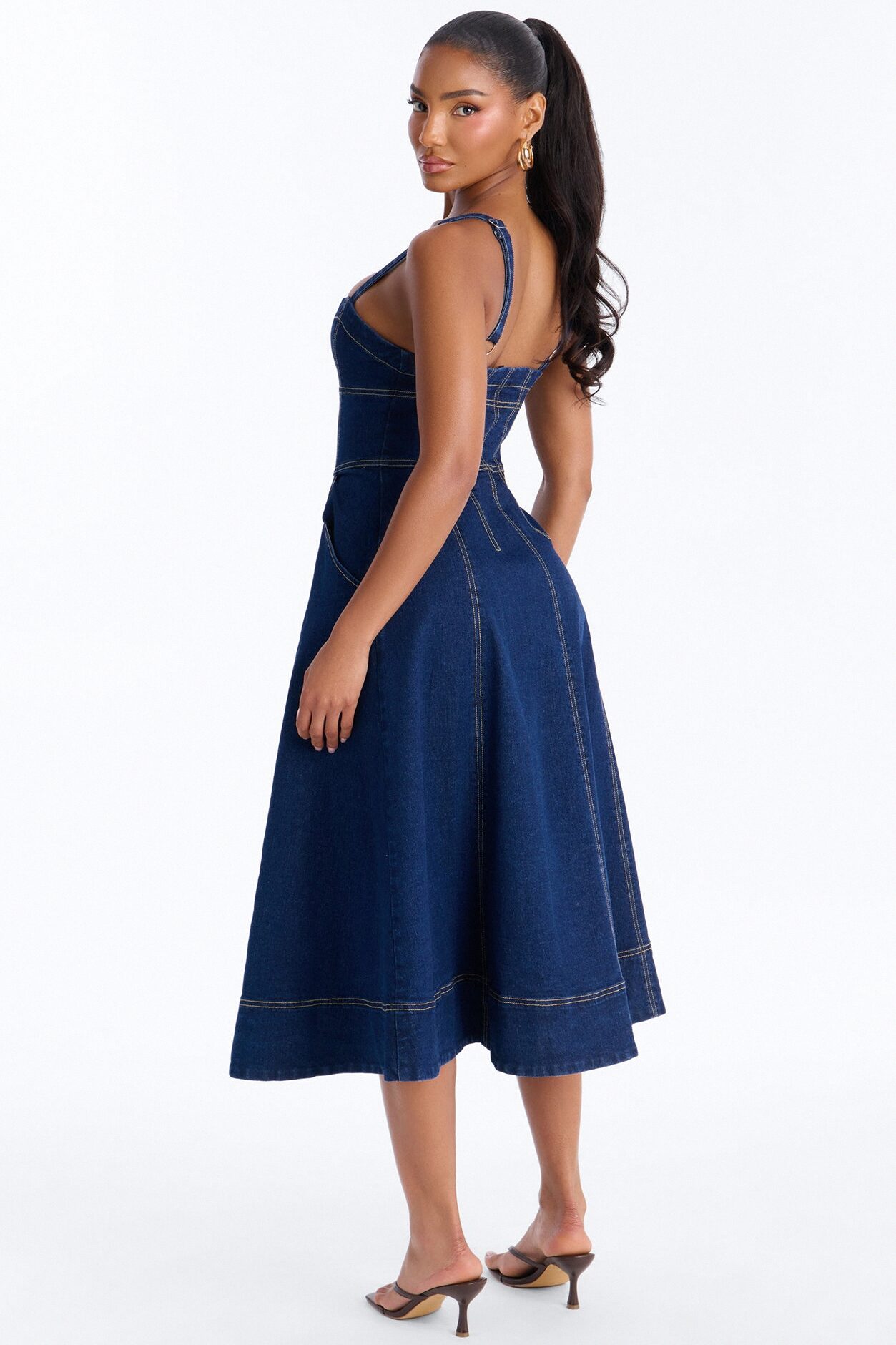 Romi Denim Midi Dress - Dark Wash
