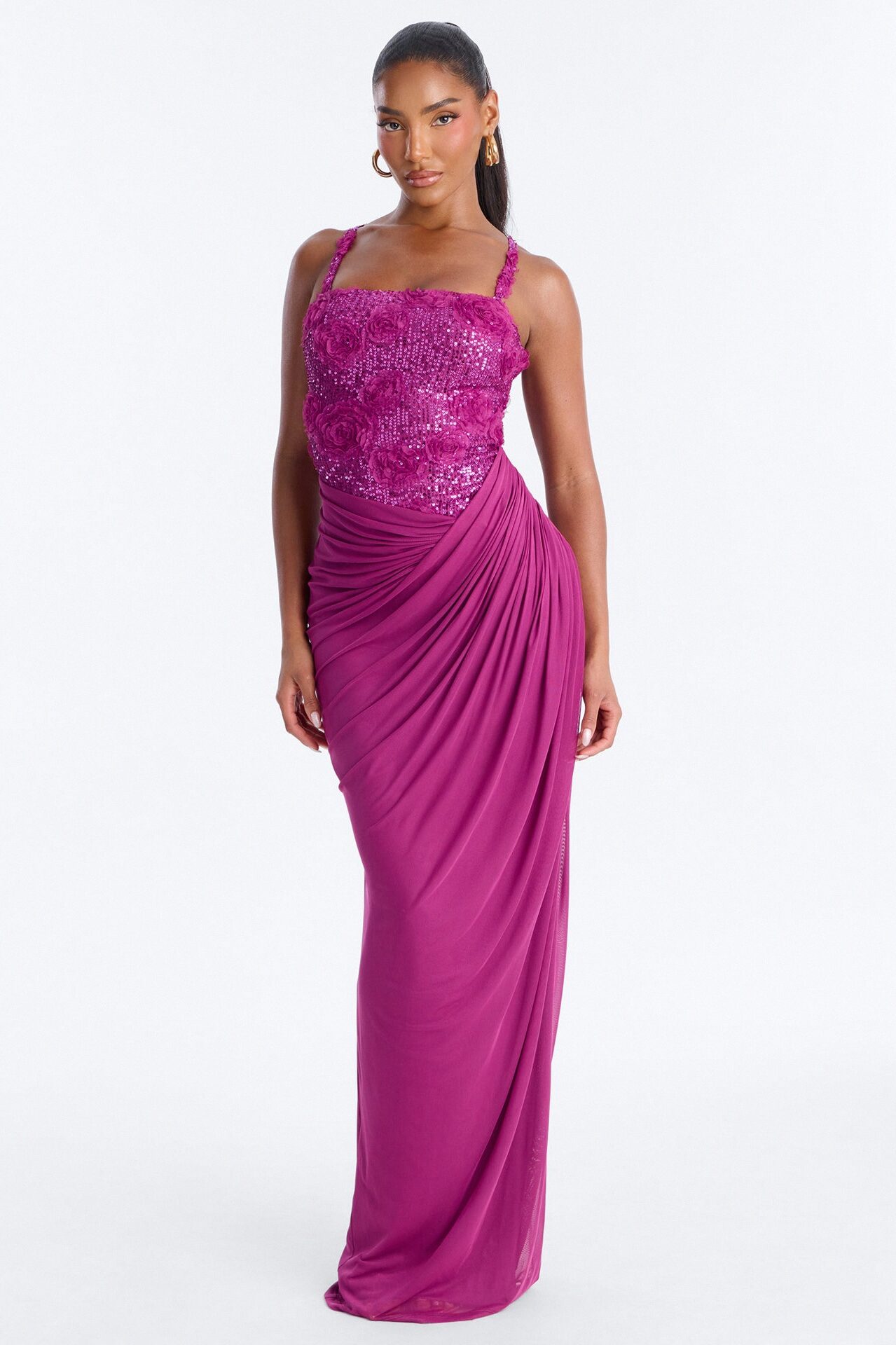 Kiss And Tell Embellished Gown - Magenta