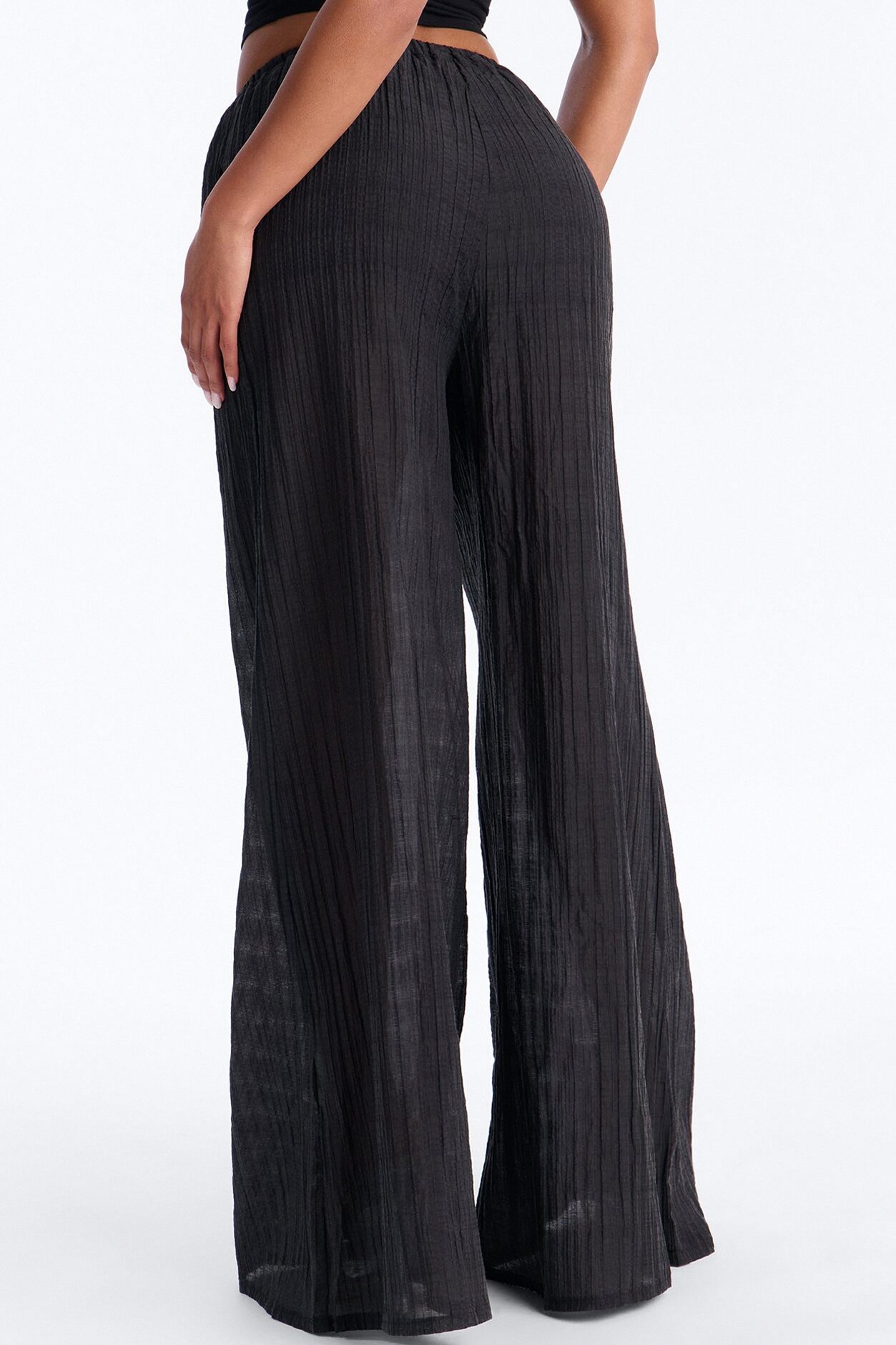 Aris Super Wide Leg Organza Breathable Pant - Black